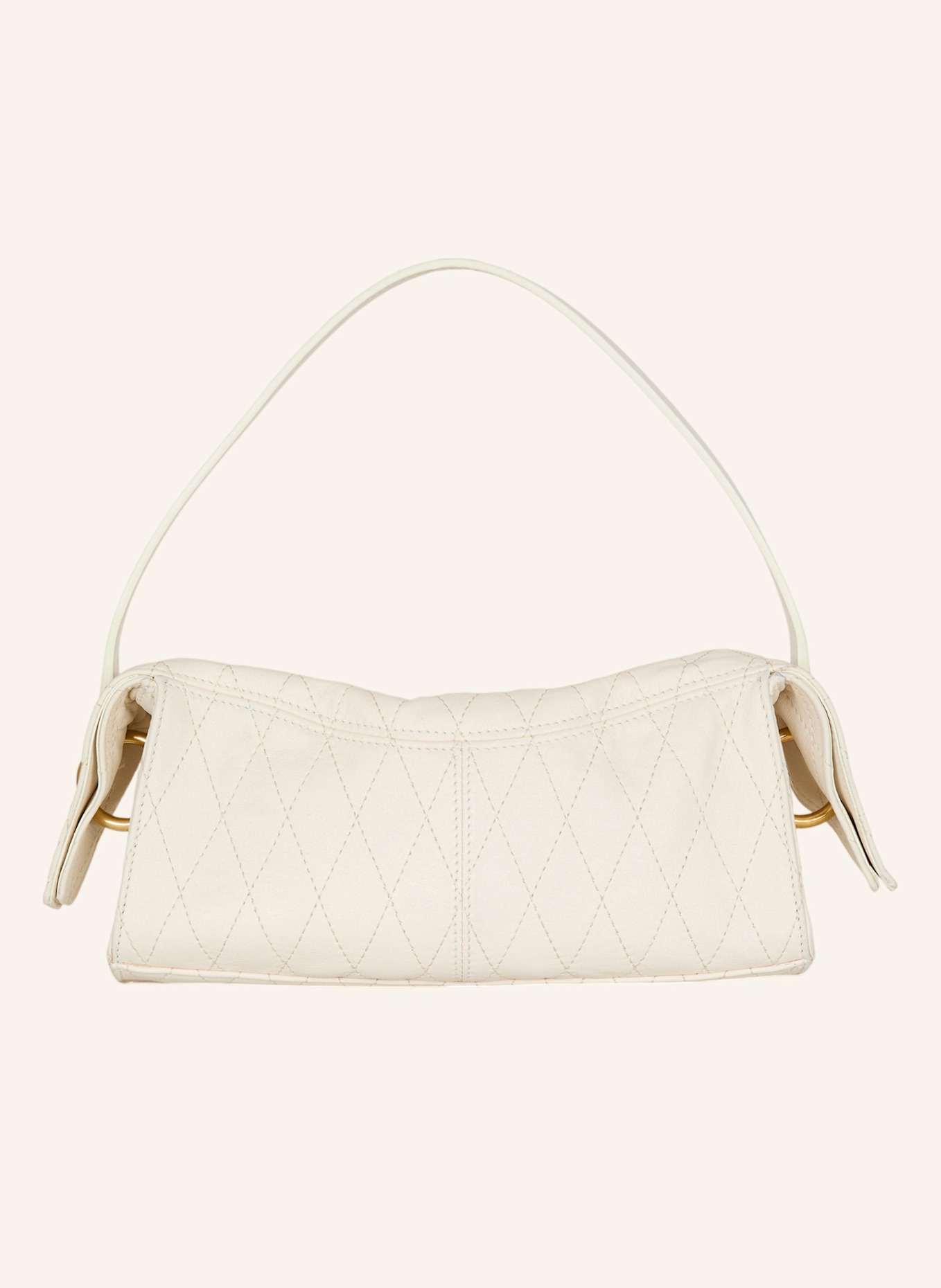 BALMAIN Kleine Pulse Tasche aus Glattleder mit Ziernähten: WEISS