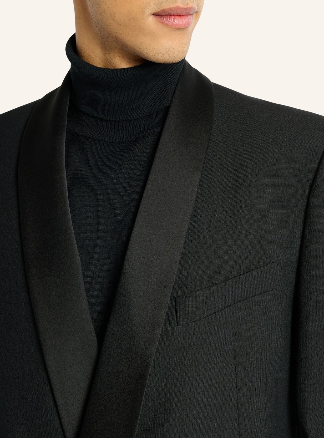 BALMAIN Jacke mit zwei Knöpfen aus Wolle und Satin: SCHWARZ