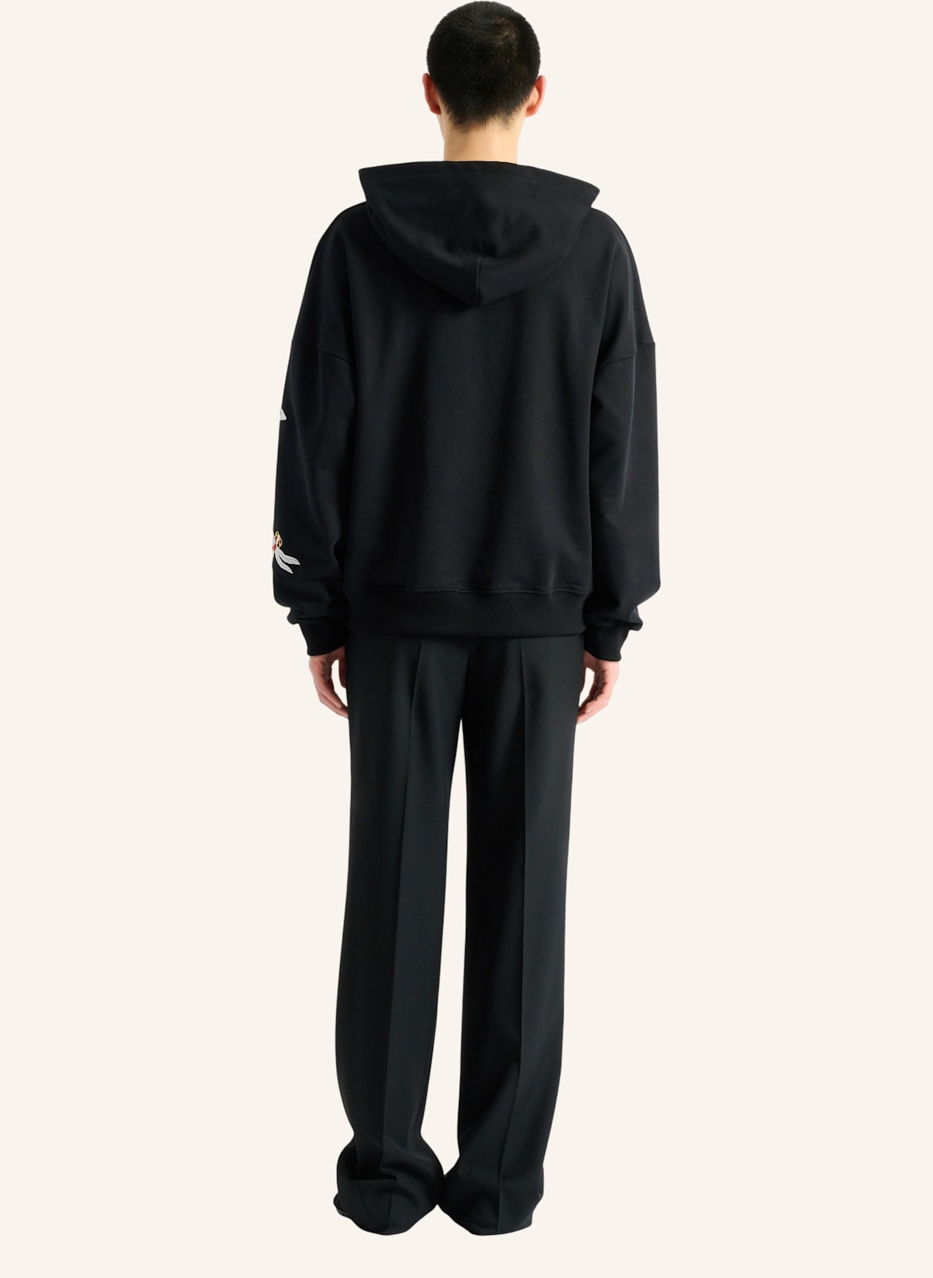 BALMAIN Bestickter Balmain Insect Kapuzenpullover: SCHWARZ
