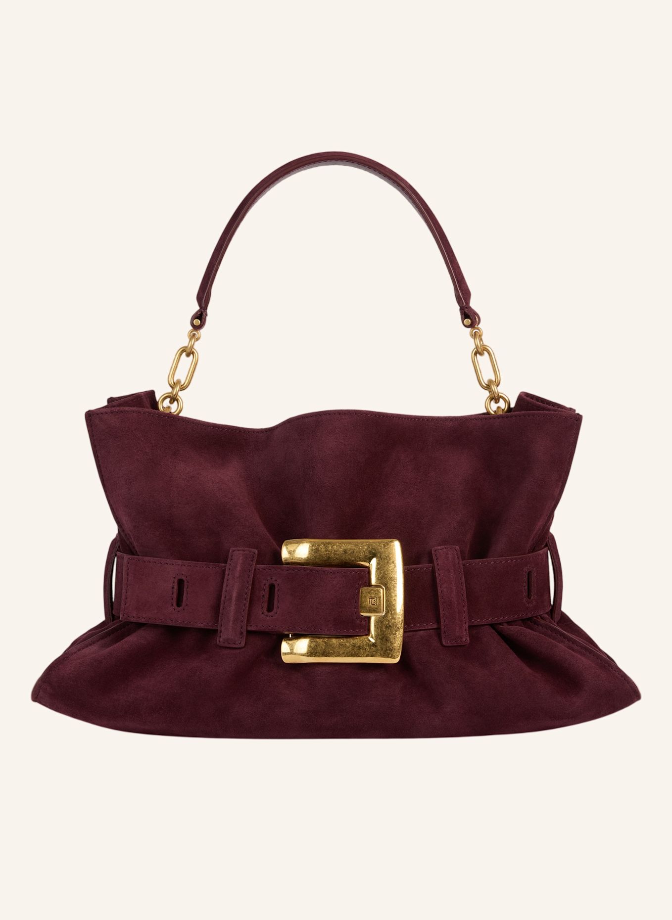 BALMAIN Mittelgroße Anthem Tasche aus Wildleder: ROT