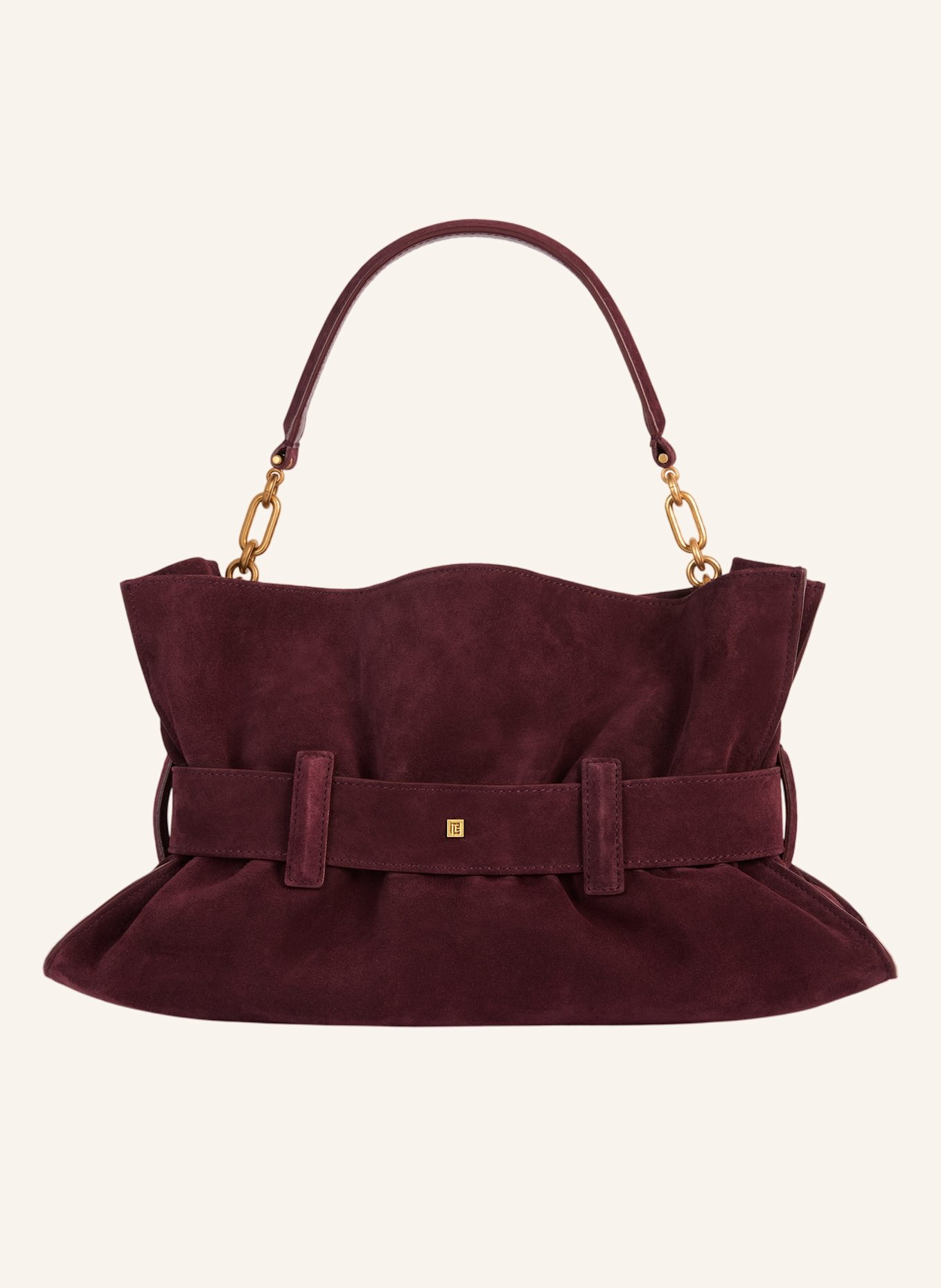 BALMAIN Mittelgroße Anthem Tasche aus Wildleder: ROT