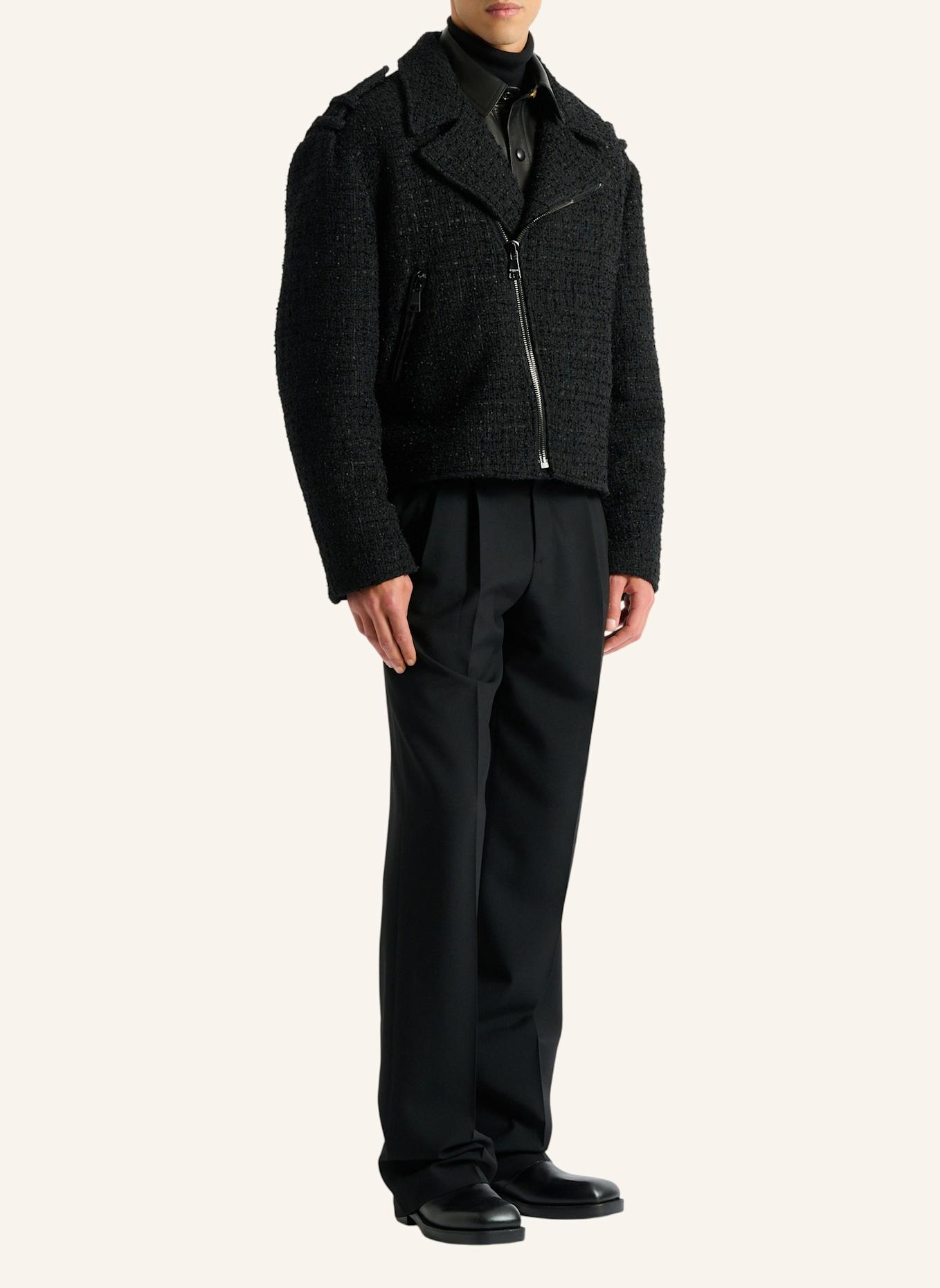 BALMAIN Bikerjacke aus Tweed: SCHWARZ