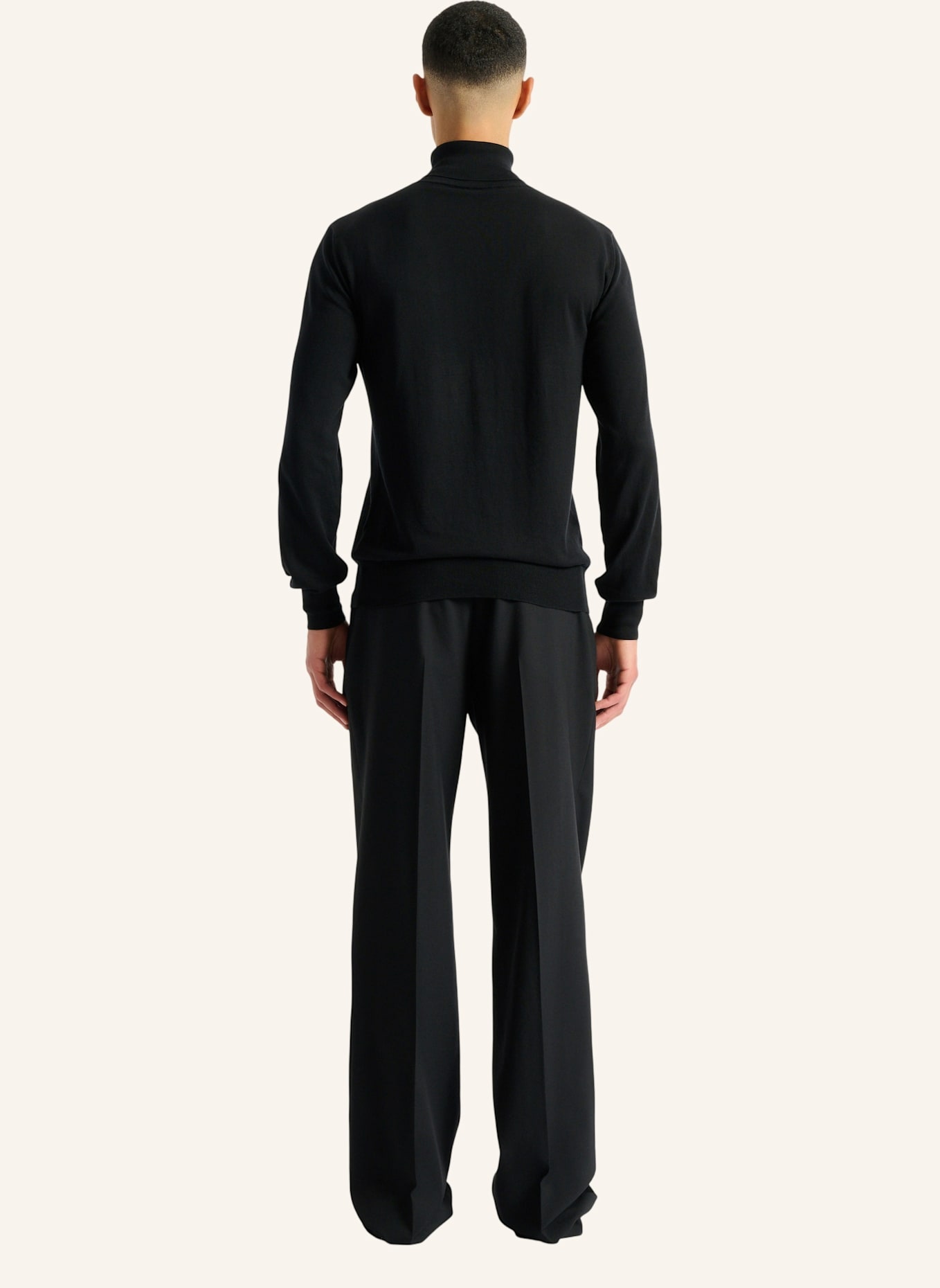 BALMAIN PB Rollkragenpullover aus Baumwolle und Seide: SCHWARZ