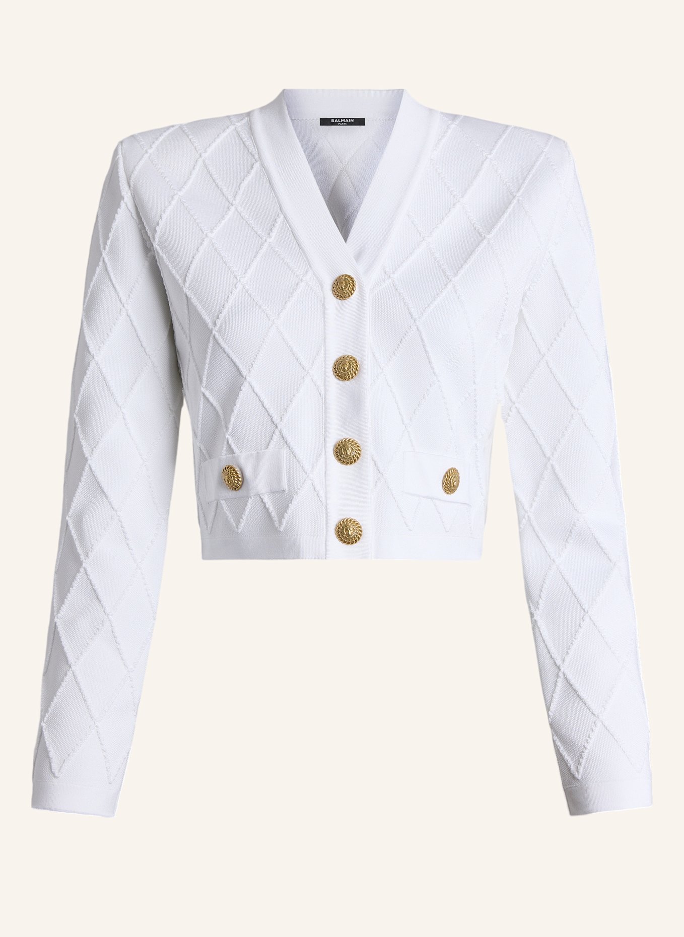 BALMAIN Kurzer Cardigan: WEISS