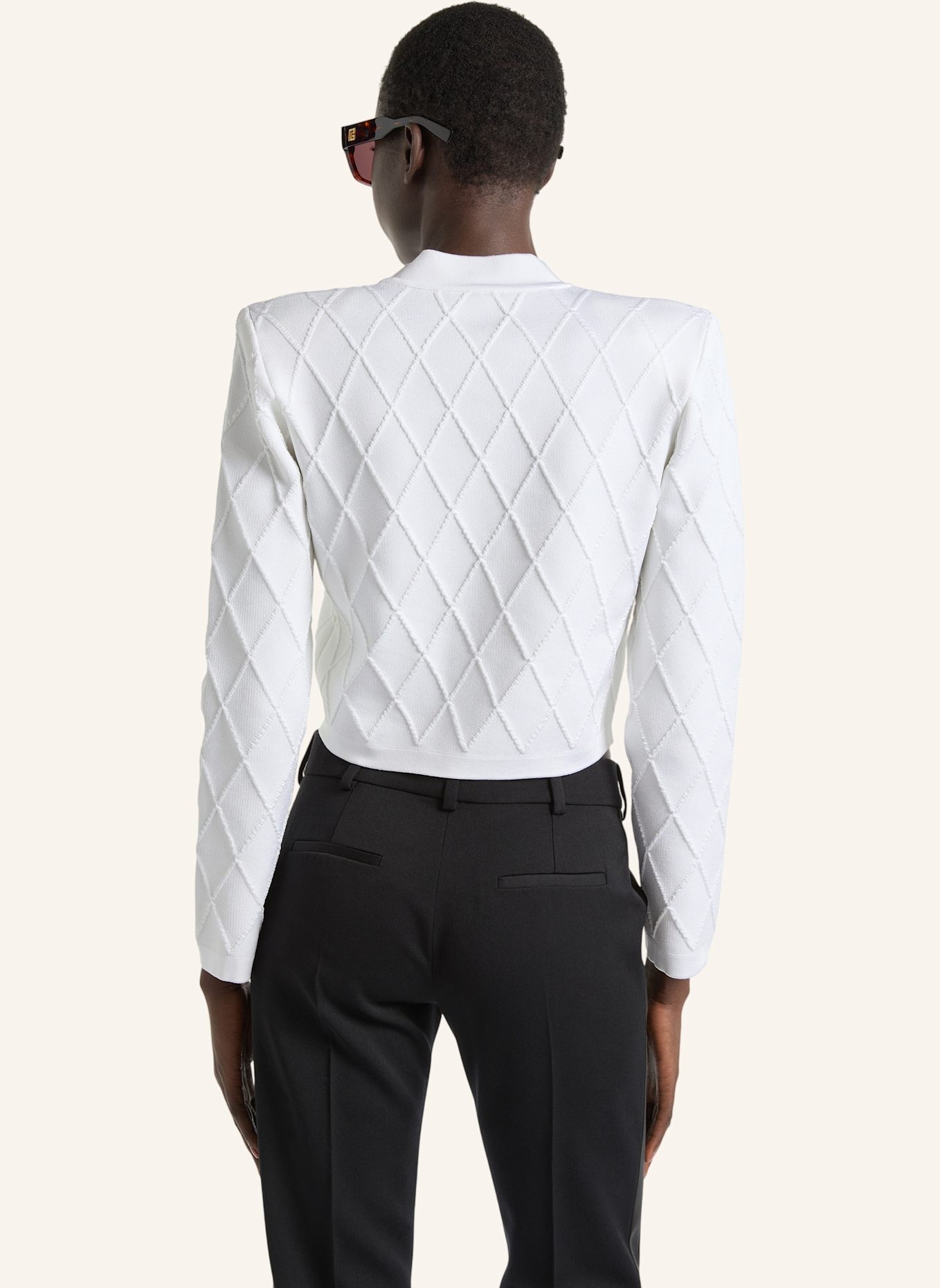 BALMAIN Kurzer Cardigan: WEISS