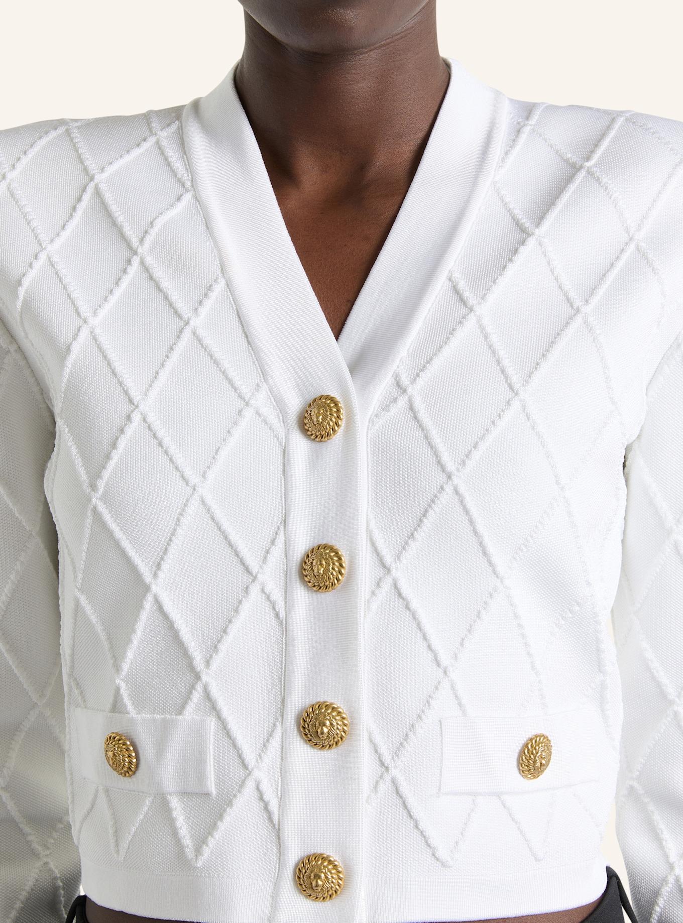 BALMAIN Kurzer Cardigan: WEISS