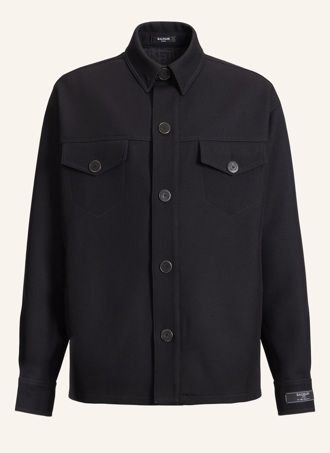 BALMAIN Überhemd aus Wolltwill: SCHWARZ