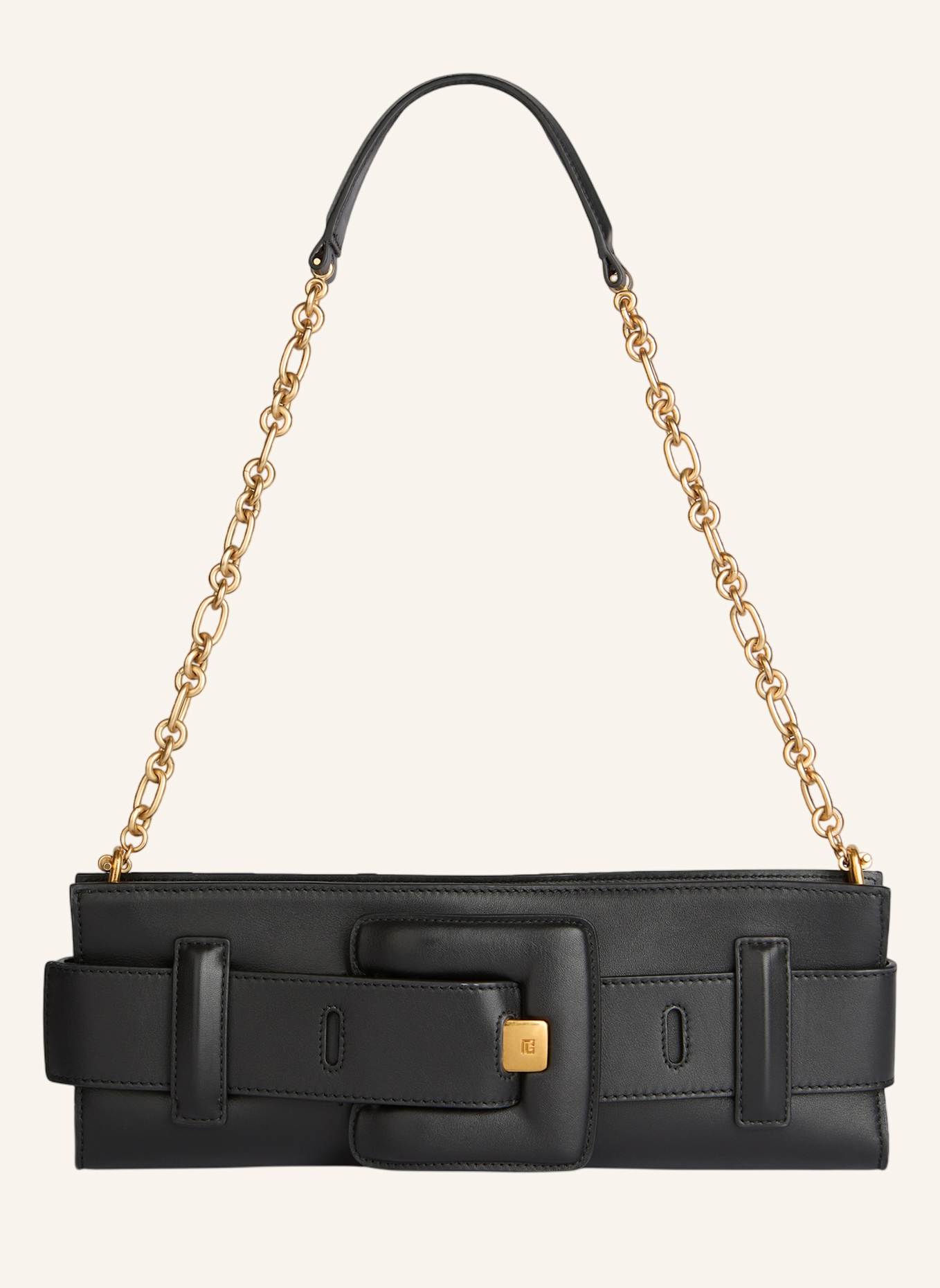 BALMAIN Anthem Clutch aus Glattleder: SCHWARZ
