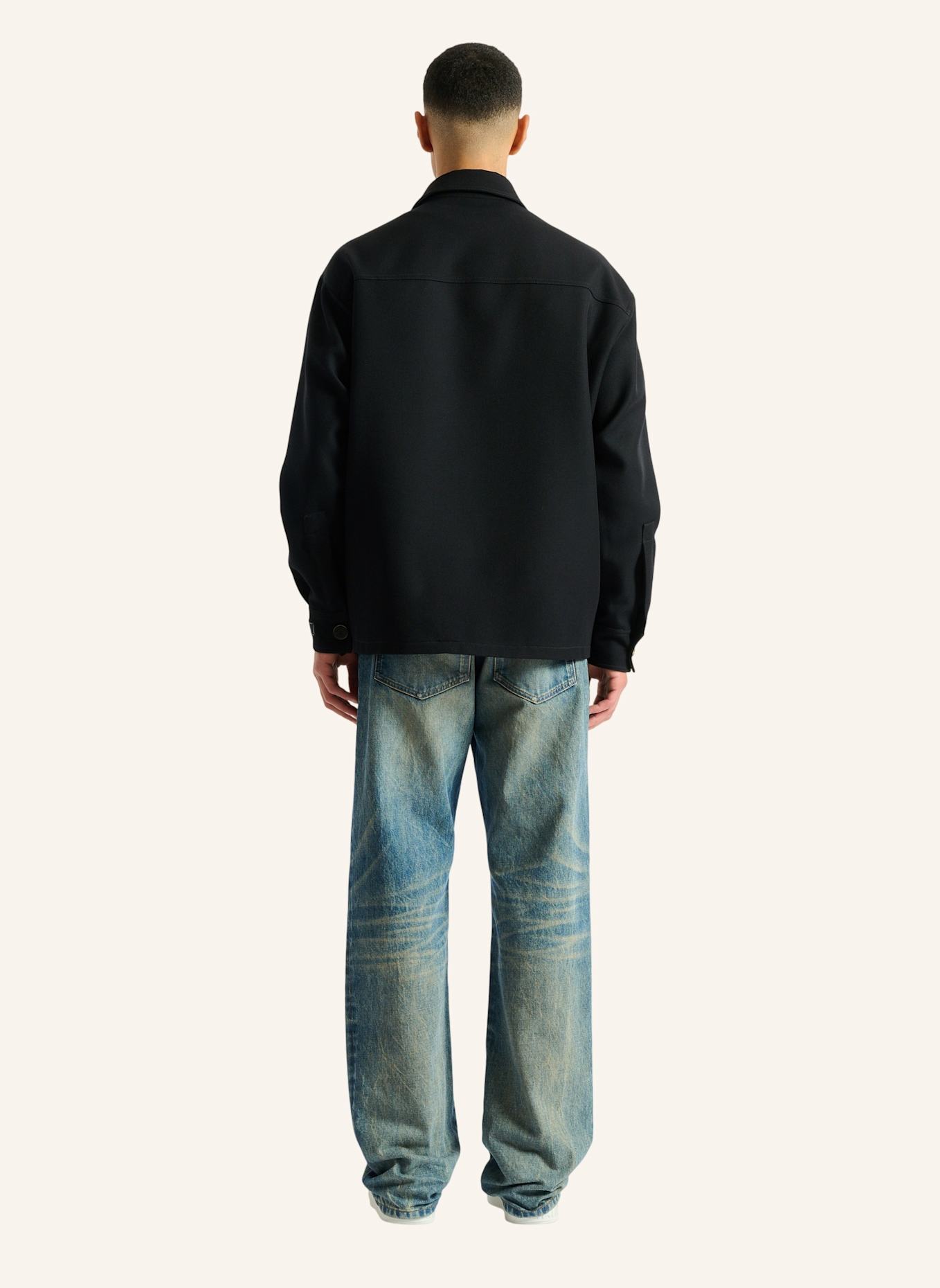 BALMAIN Überhemd aus Wolltwill: SCHWARZ