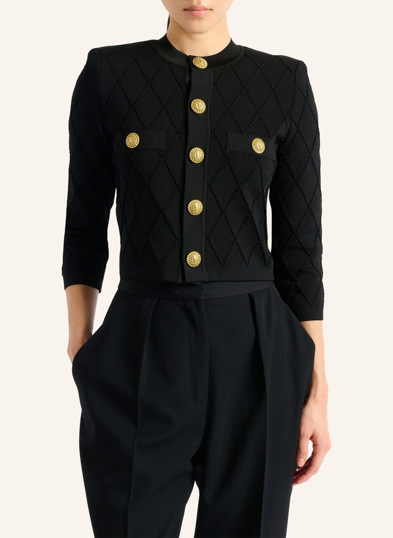 BALMAIN Kurzer Cardigan: SCHWARZ