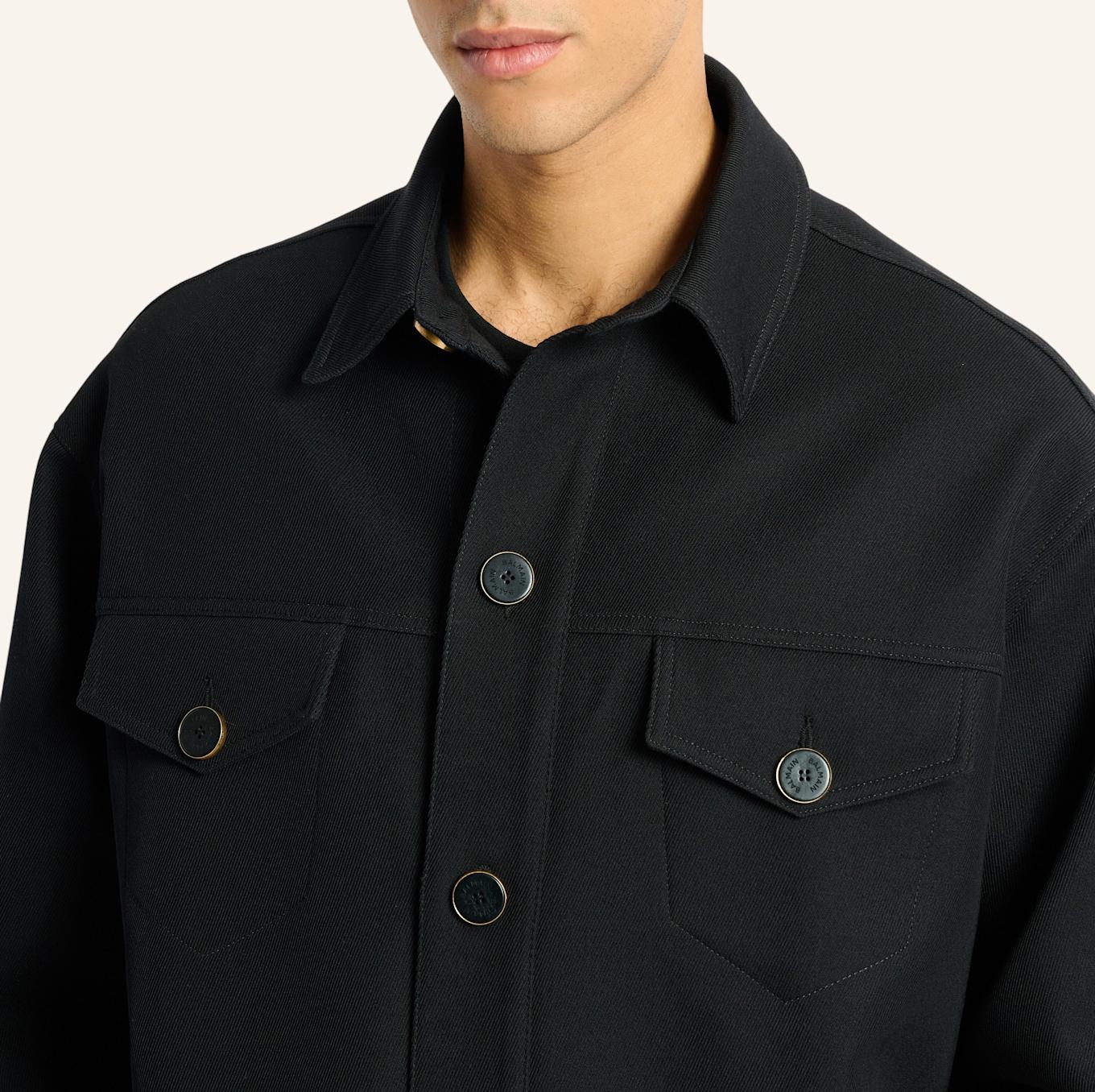 BALMAIN Überhemd aus Wolltwill: SCHWARZ