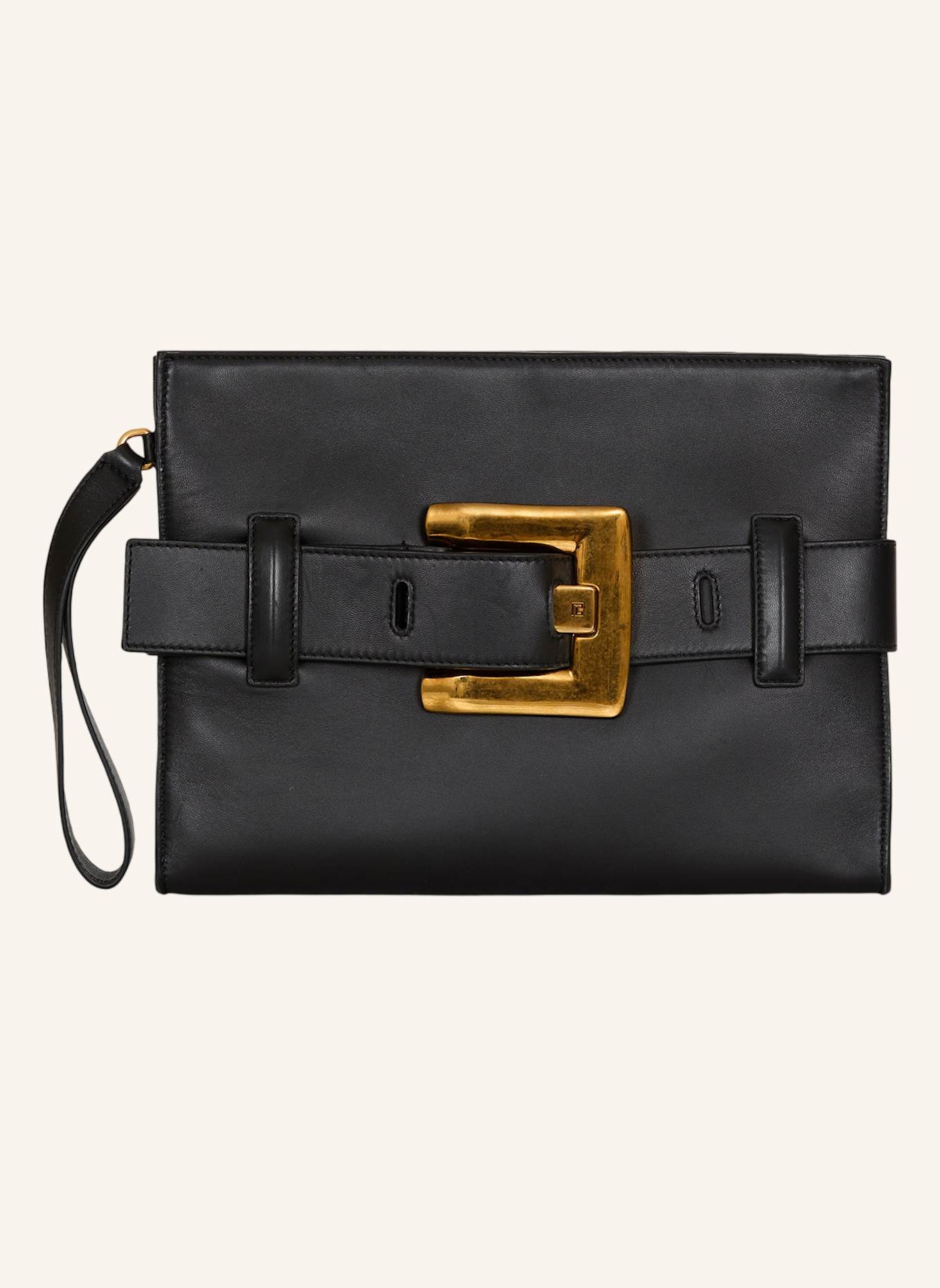 BALMAIN Anthem Clutch aus Glattleder: SCHWARZ