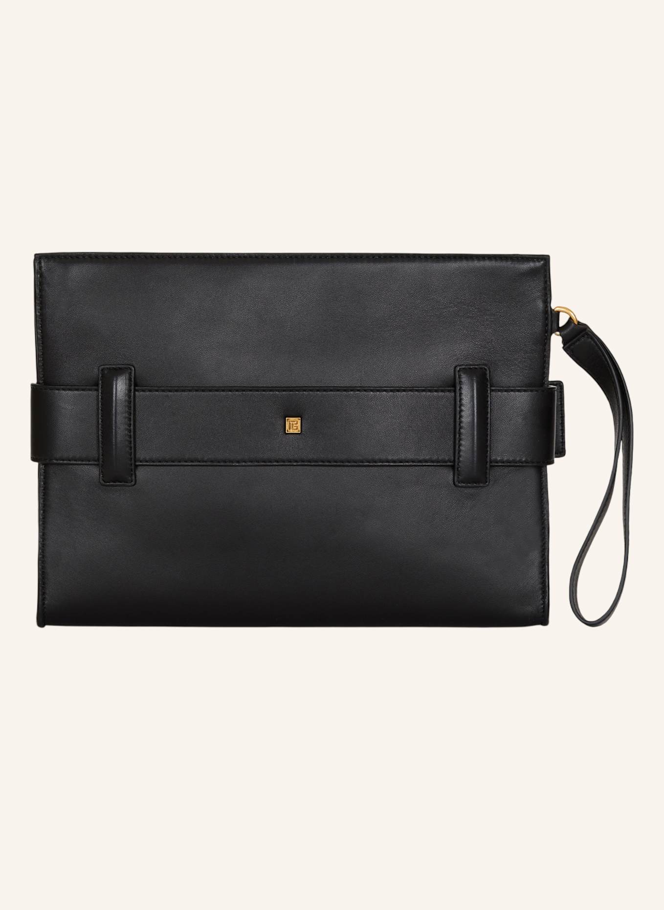 BALMAIN Anthem Clutch aus Glattleder: SCHWARZ