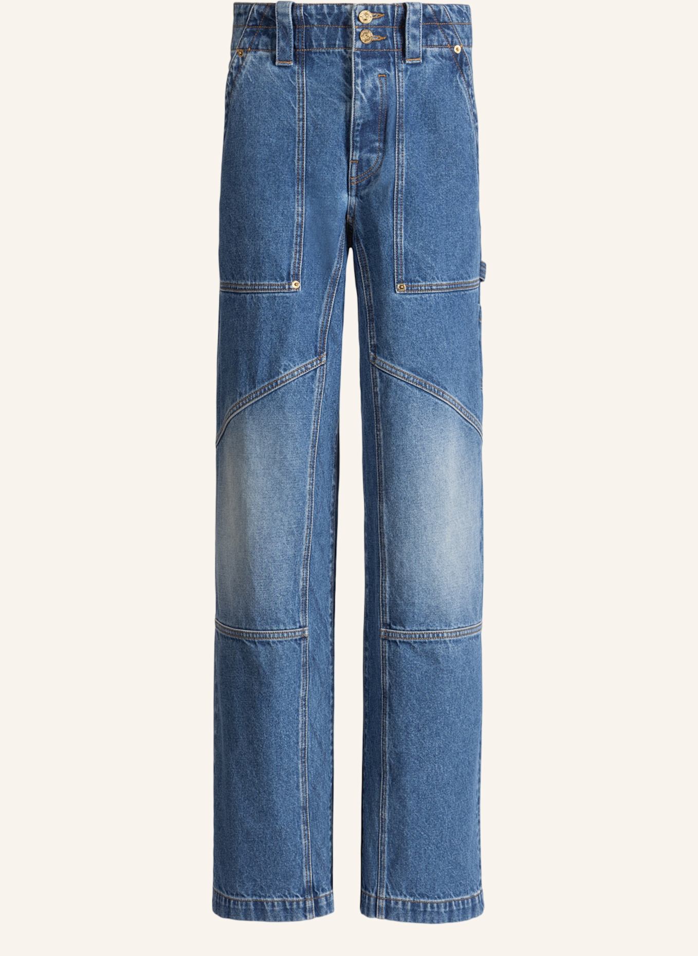 BALMAIN Carpenter-Jeans aus verwaschenem Denim in Blue: BLAU