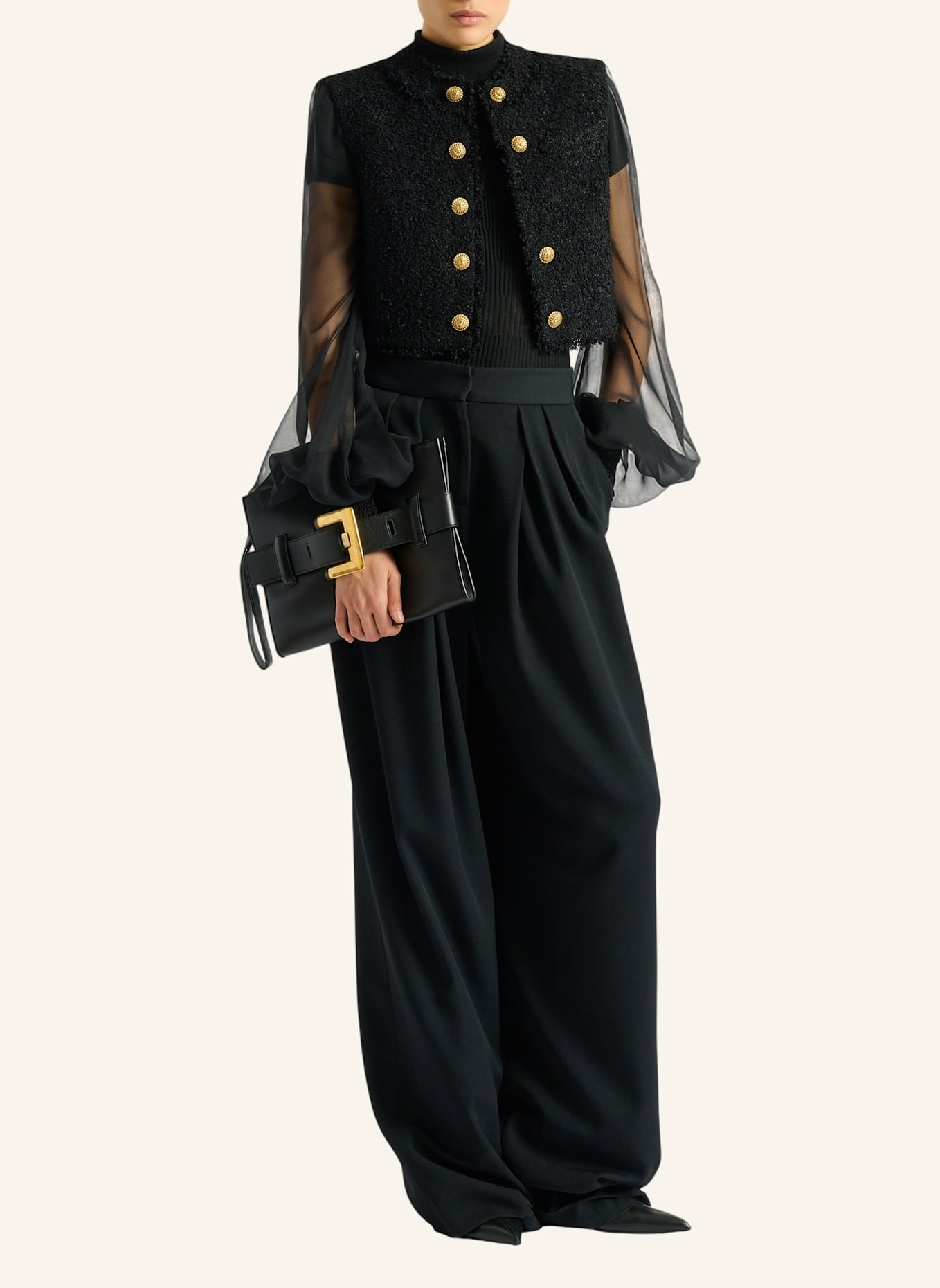 BALMAIN Anthem Clutch aus Glattleder: SCHWARZ