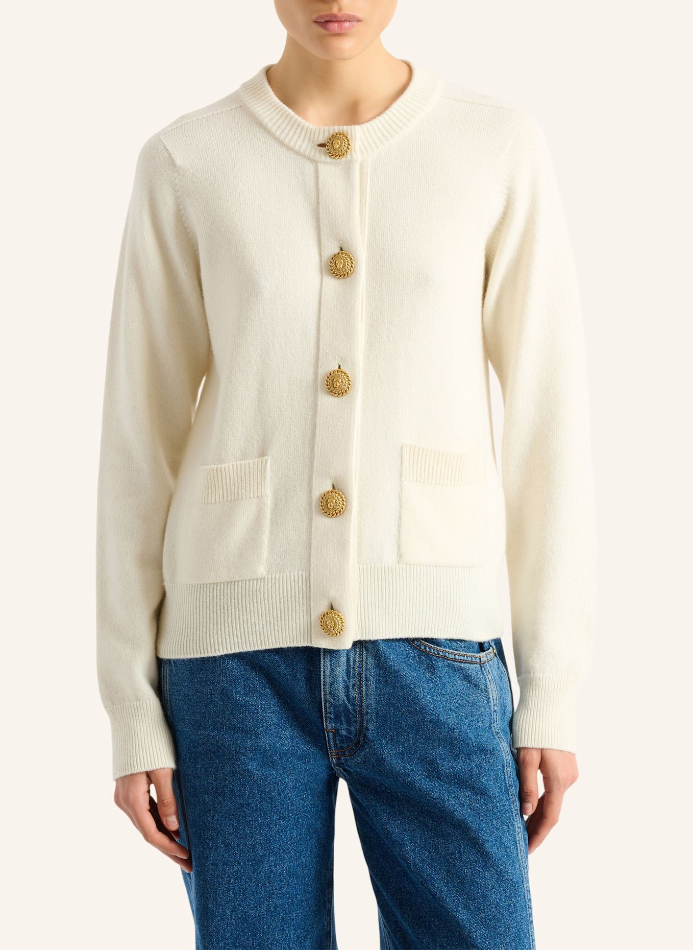 BALMAIN Cardigan aus Öko-Kaschmir: WEISS