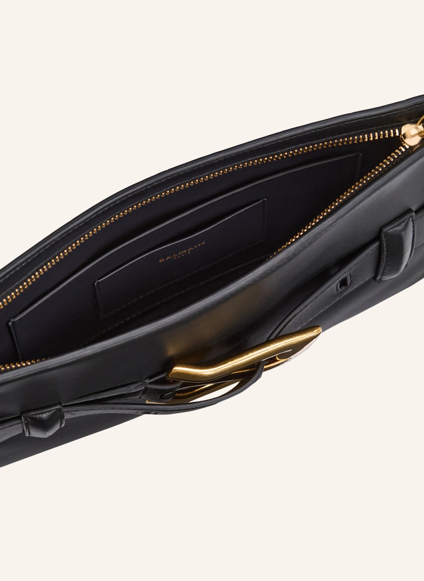 BALMAIN Anthem Clutch aus Glattleder: SCHWARZ