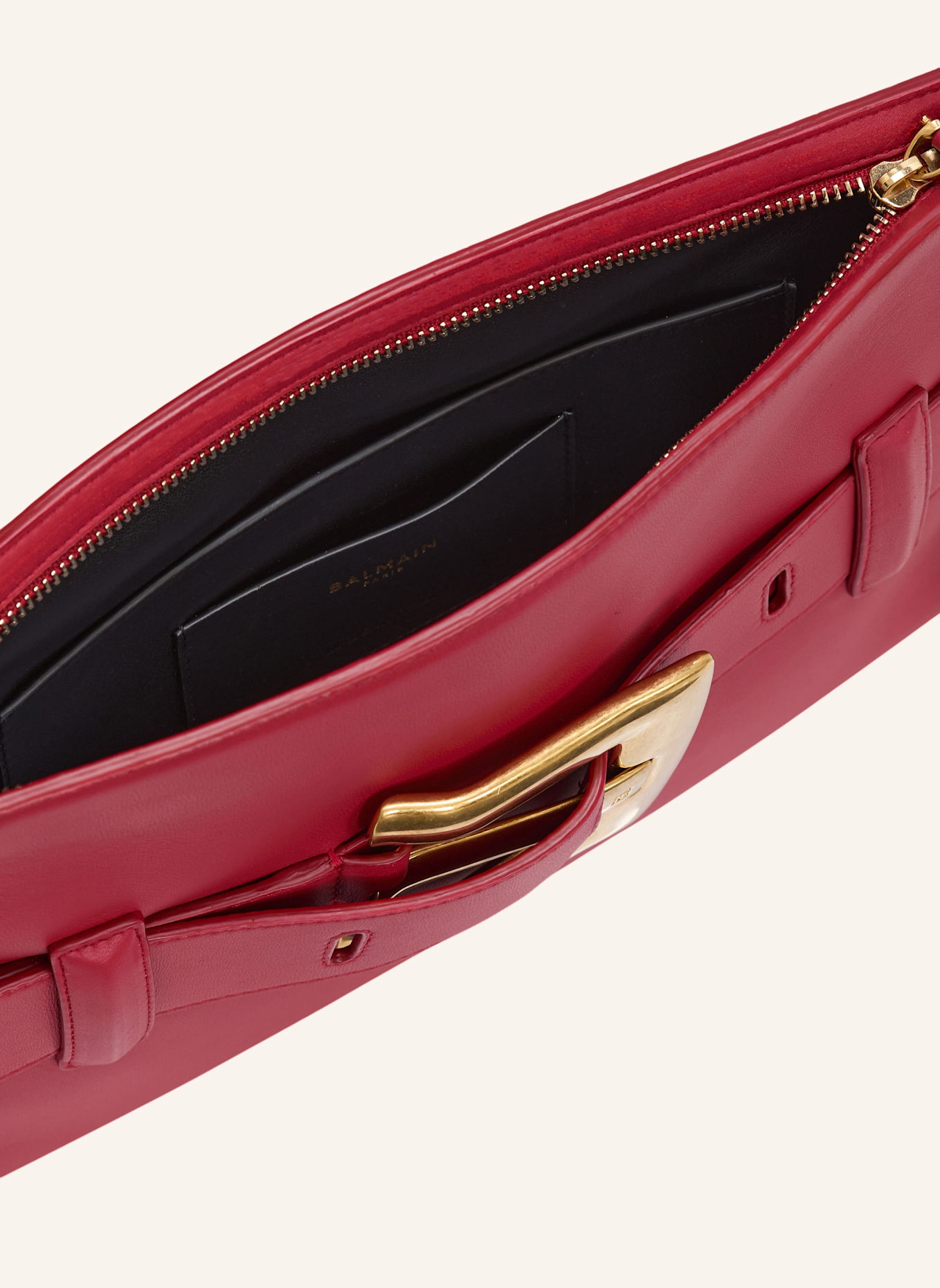 BALMAIN Anthem Clutch aus Glattleder: ROT