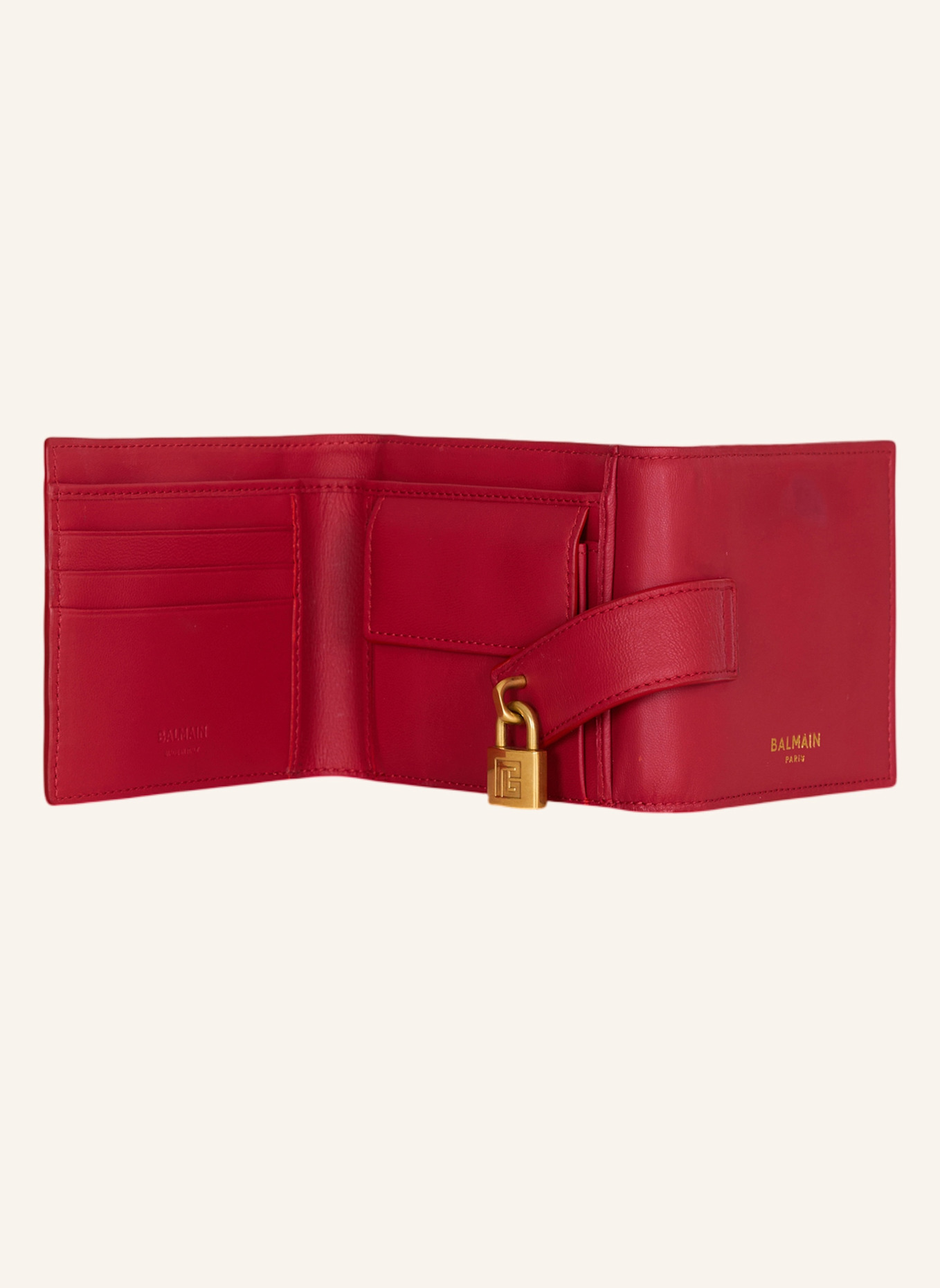 BALMAIN Pulse Trifold Geldbörse aus Glattleder: ROT
