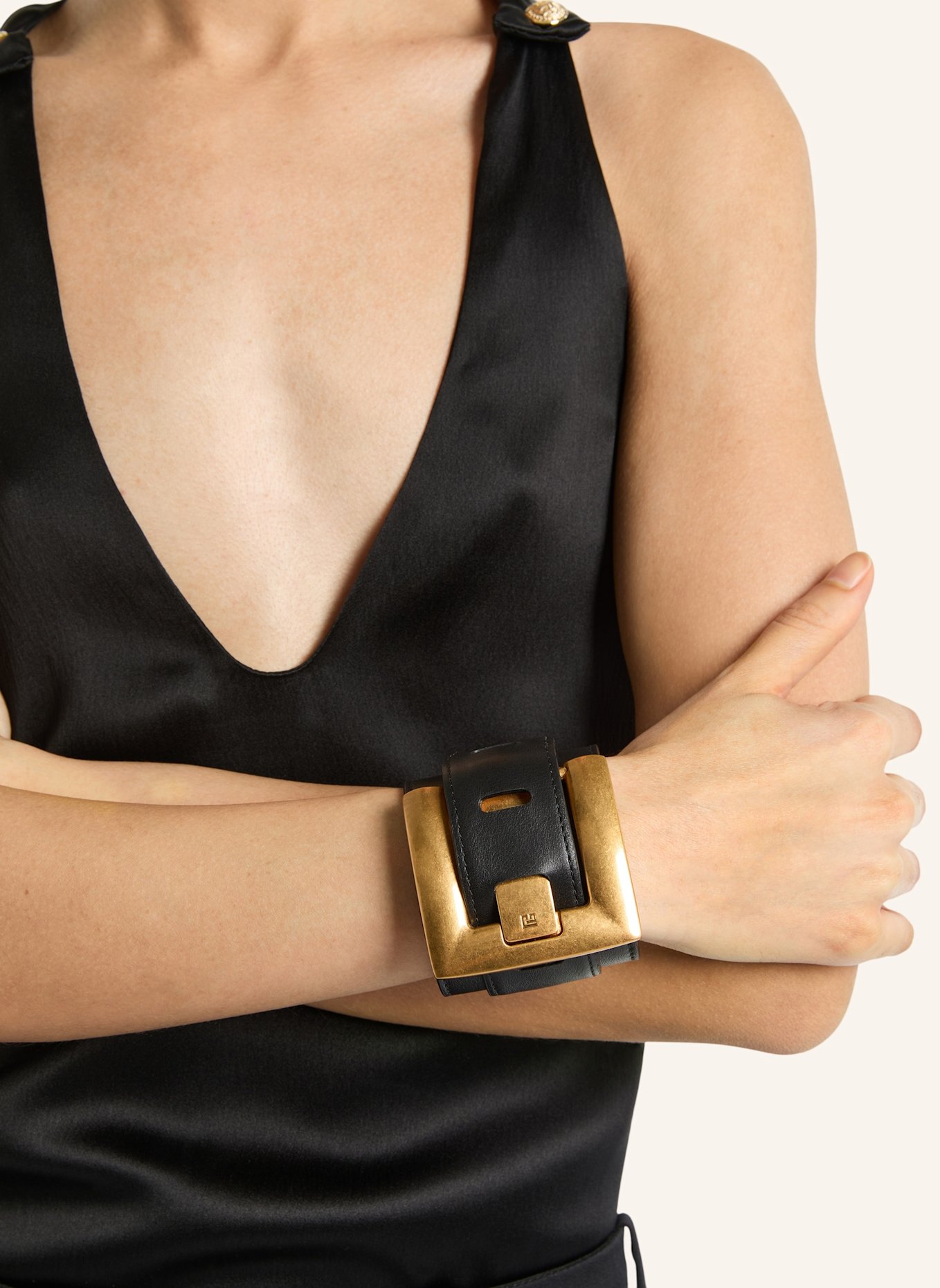 BALMAIN Anthem Armband aus Glattleder: SCHWARZ