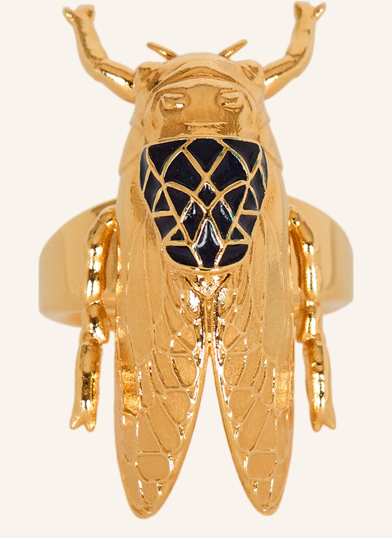BALMAIN Insect Ring aus Messing und Emaille: GOLD