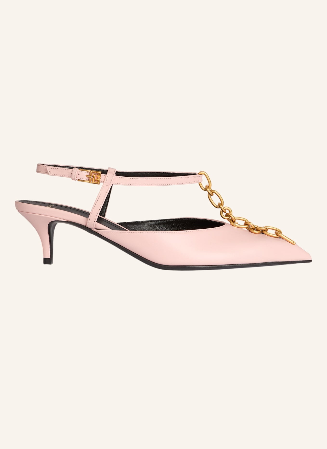 BALMAIN Sync Slingbacks mit Absatz aus Leder mit Kette: ROSA