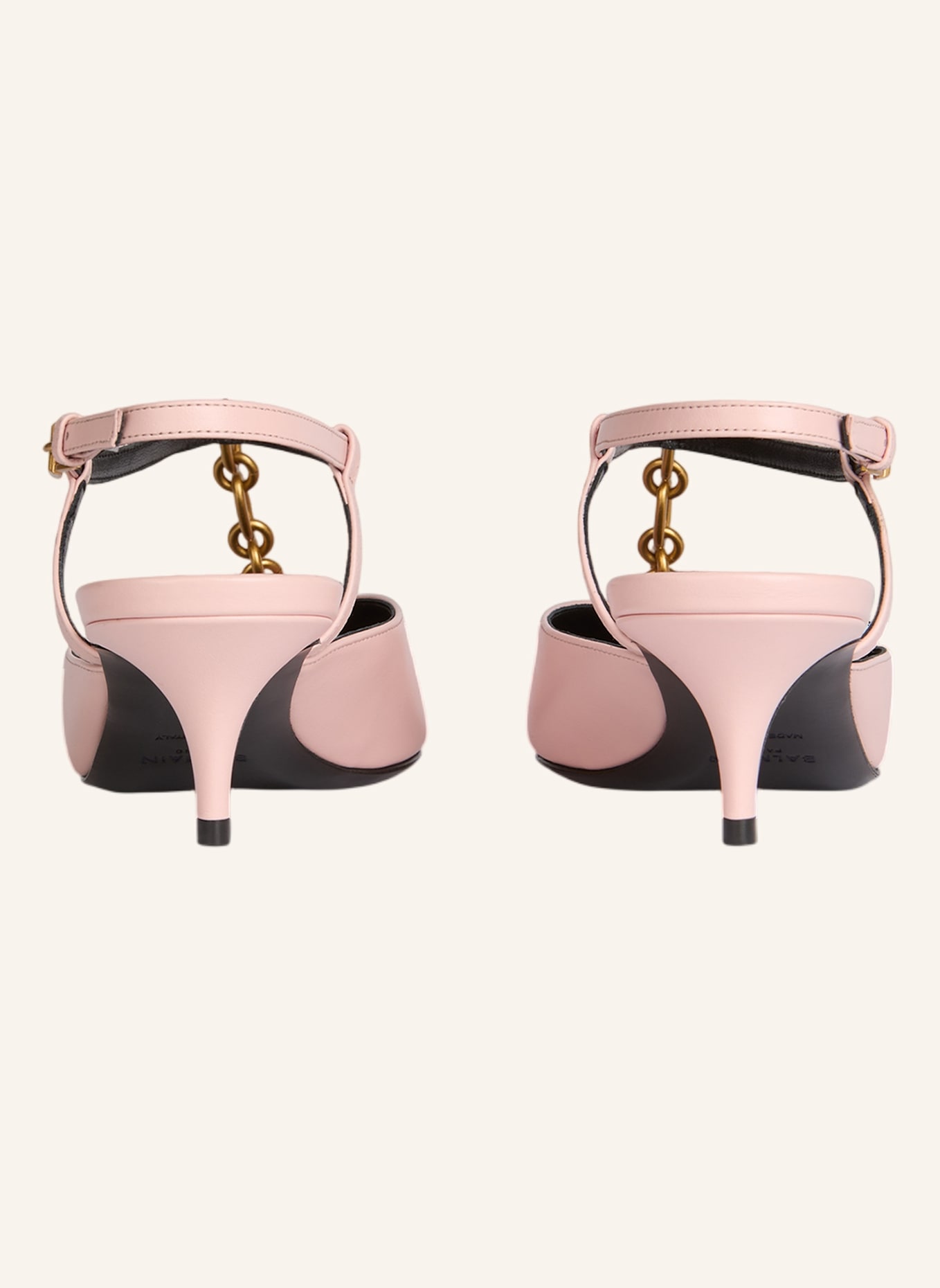 BALMAIN Sync Slingbacks mit Absatz aus Leder mit Kette: ROSA