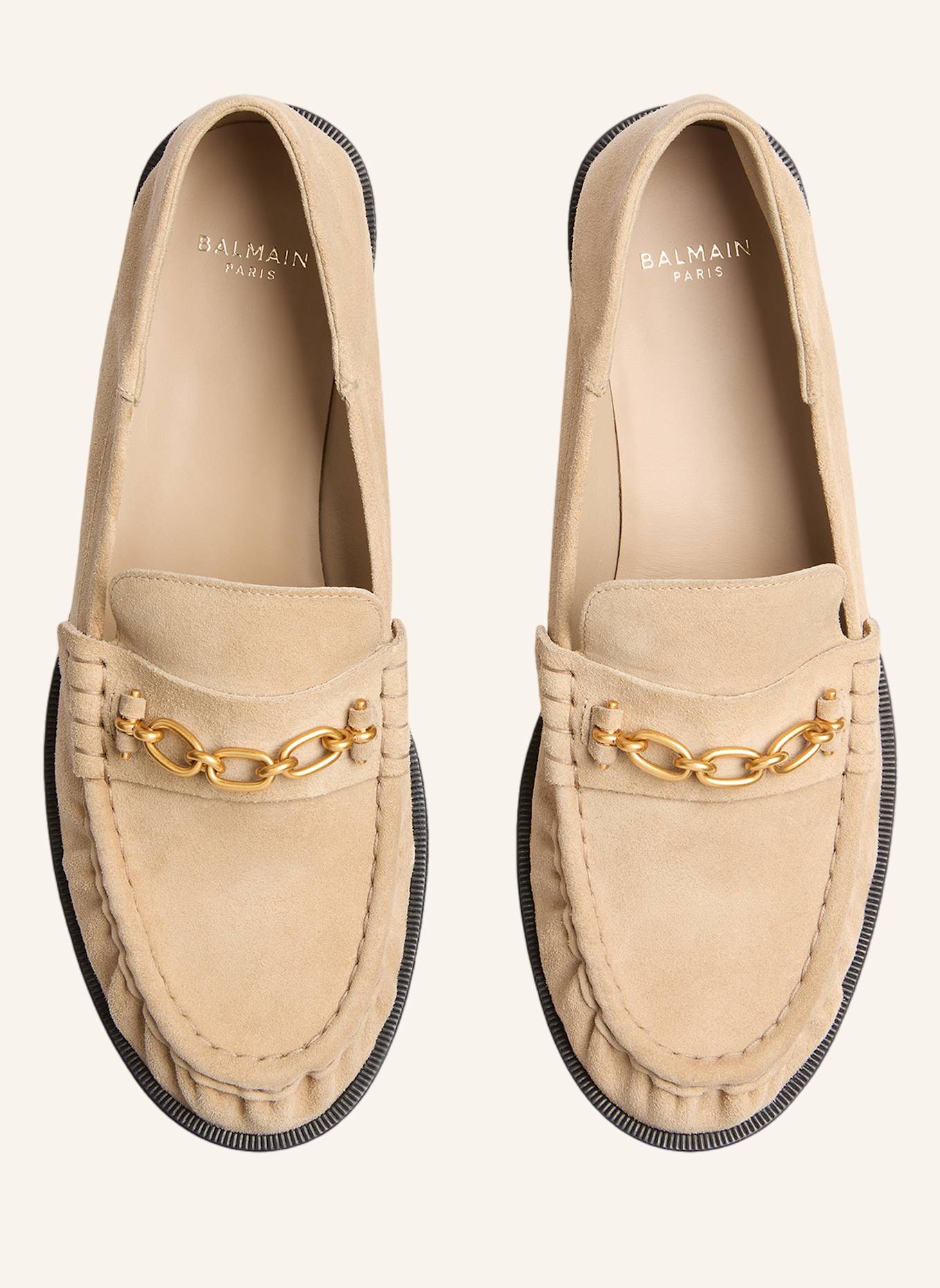BALMAIN Sync Mokassins aus Wildleder: KHAKI