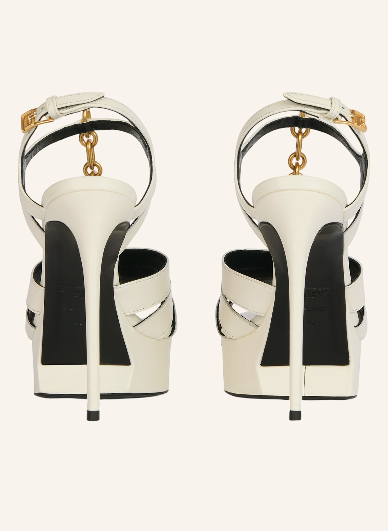 BALMAIN Sync Sandalen mit Plateausohle aus Glattleder: WEISS