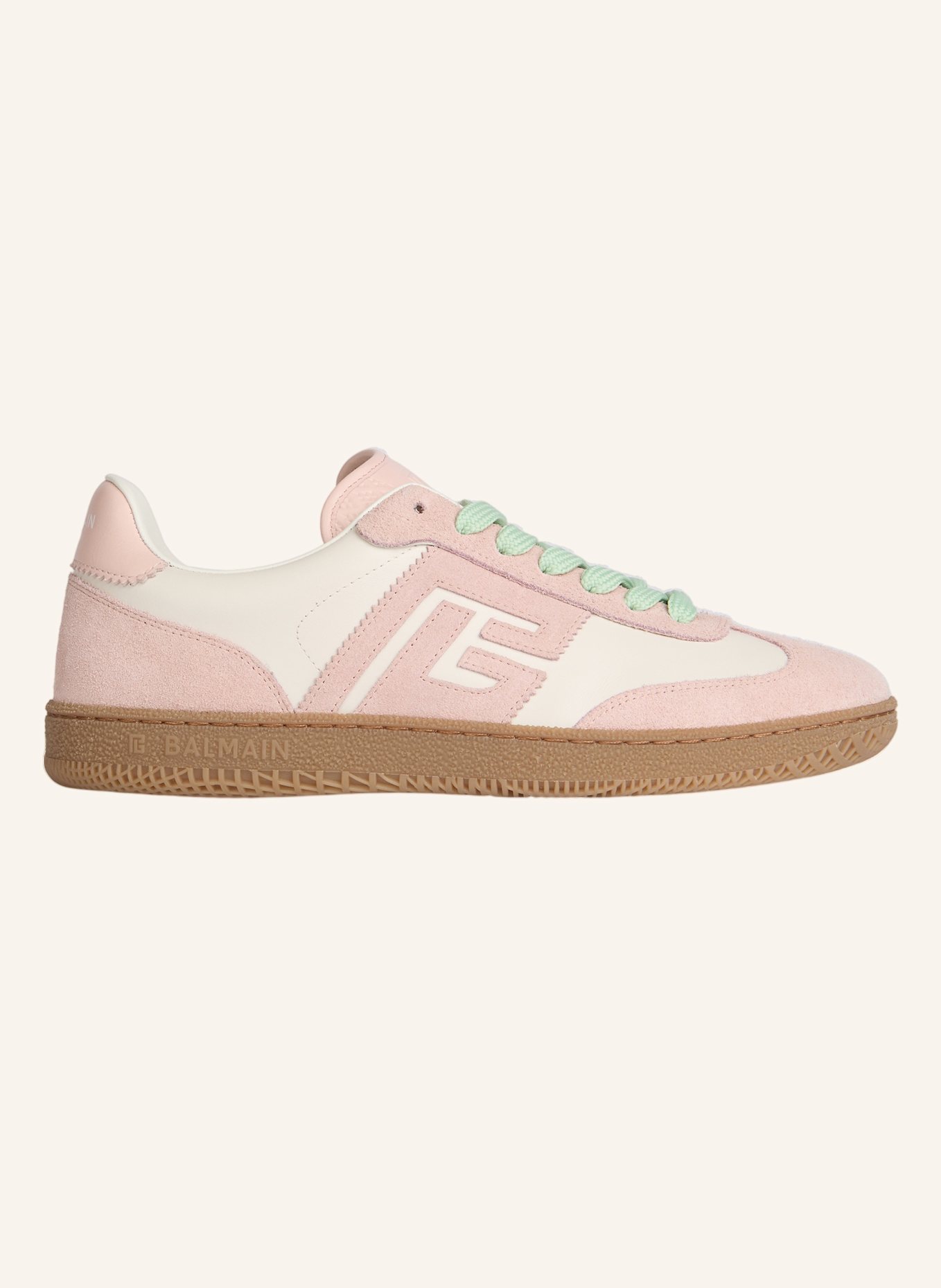 BALMAIN Balmain Swan Sneakers aus Glattleder und Wildleder: NUDE