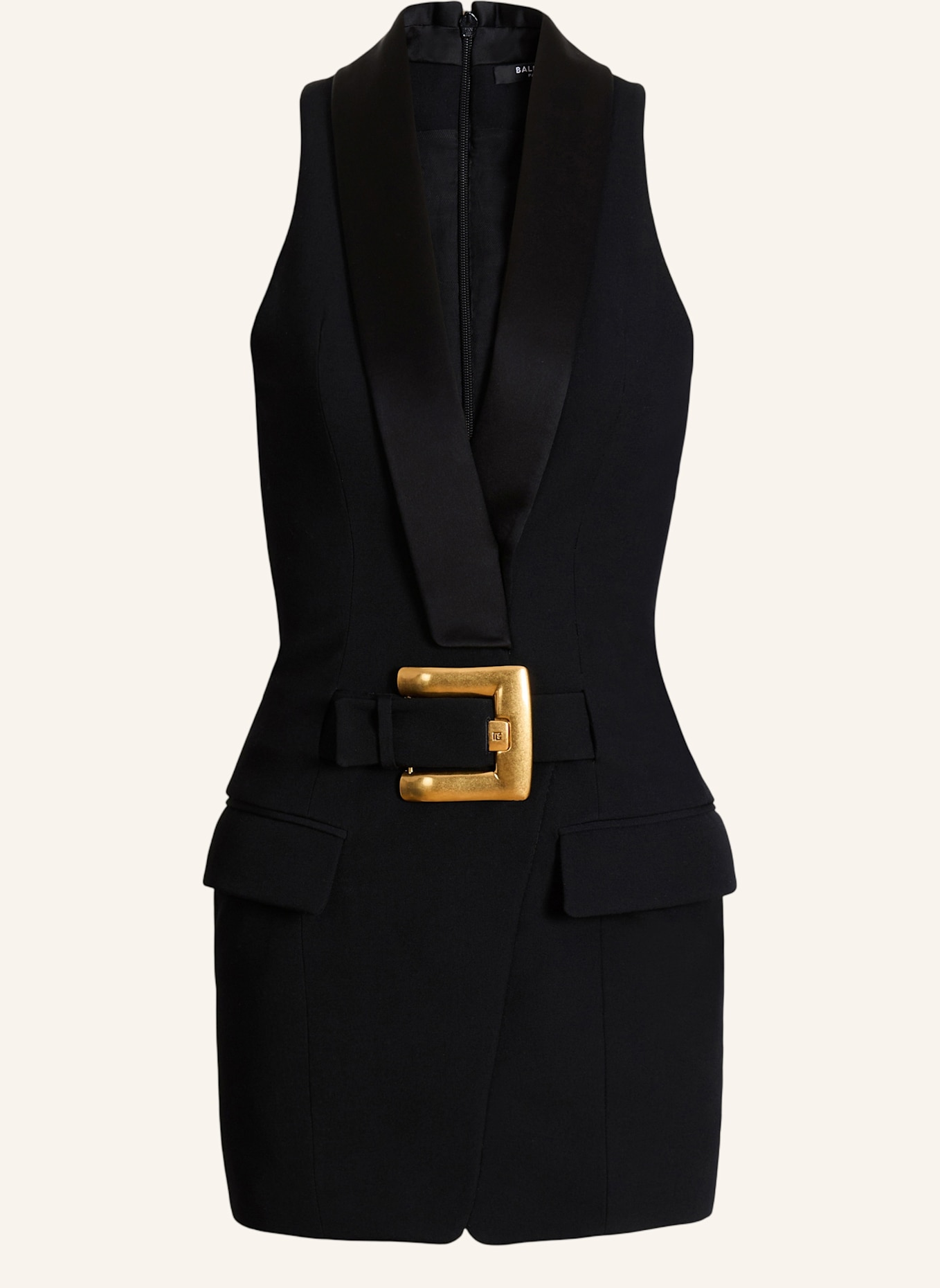 BALMAIN Kurzes Kleid mit Gürtel: SCHWARZ