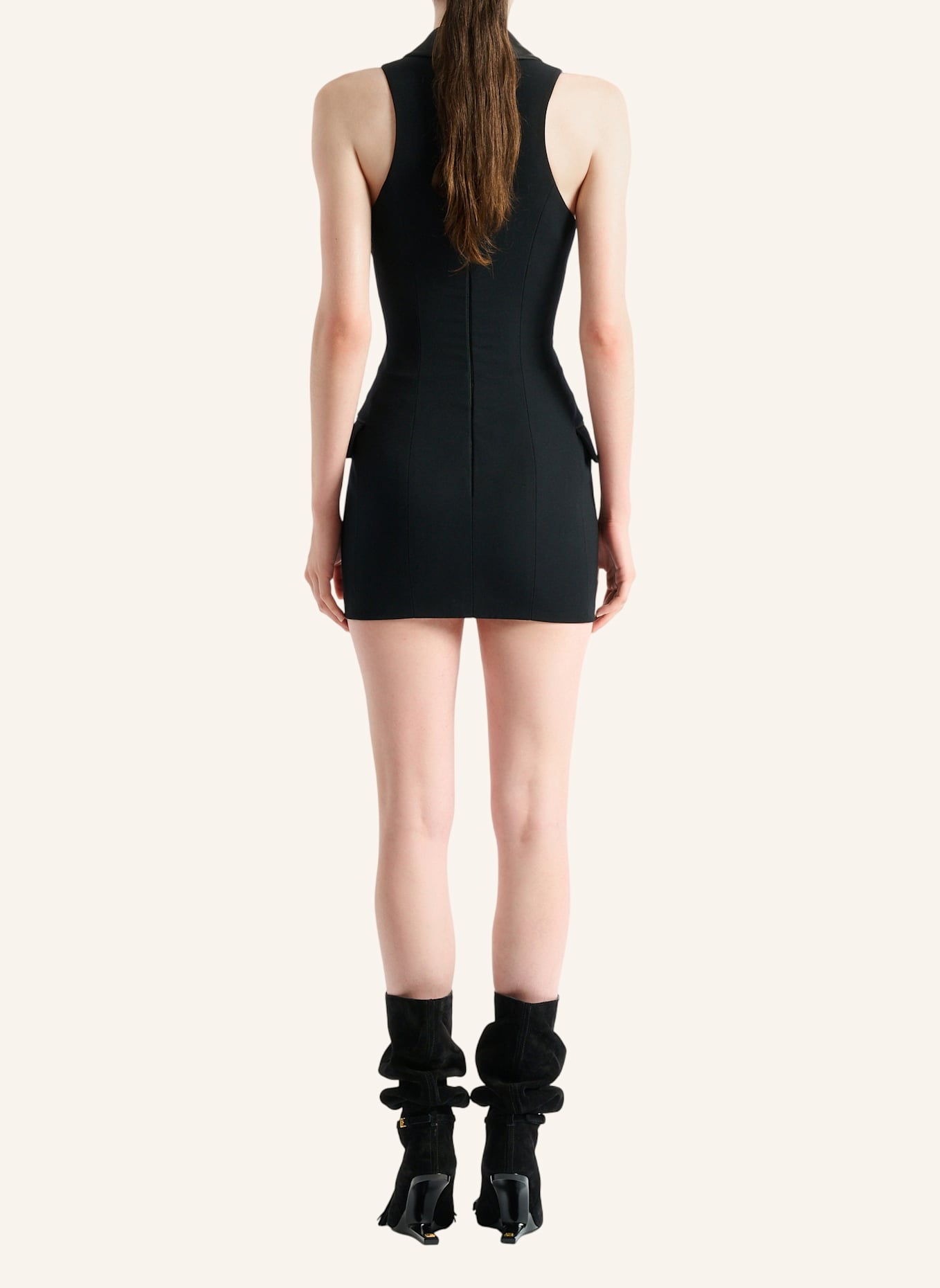 BALMAIN Kurzes Kleid mit Gürtel: SCHWARZ