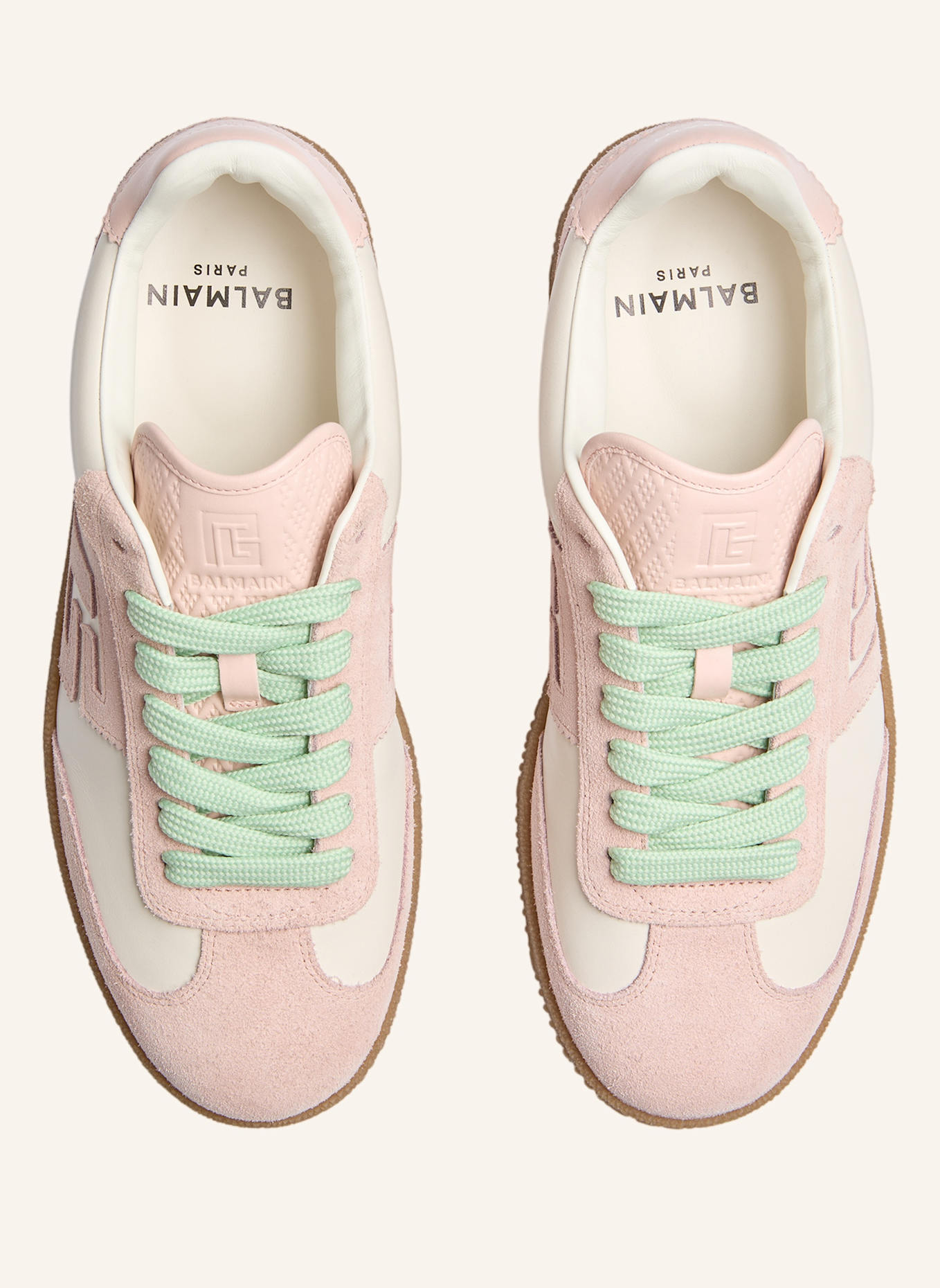 BALMAIN Balmain Swan Sneakers aus Glattleder und Wildleder: NUDE