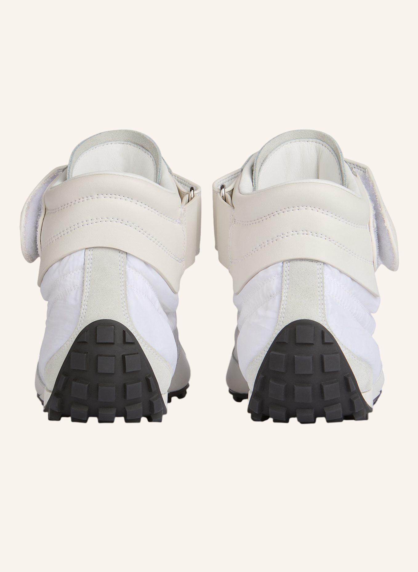 BALMAIN Racing Mid-Top Sneakers aus Nylon und Leder: WEISS