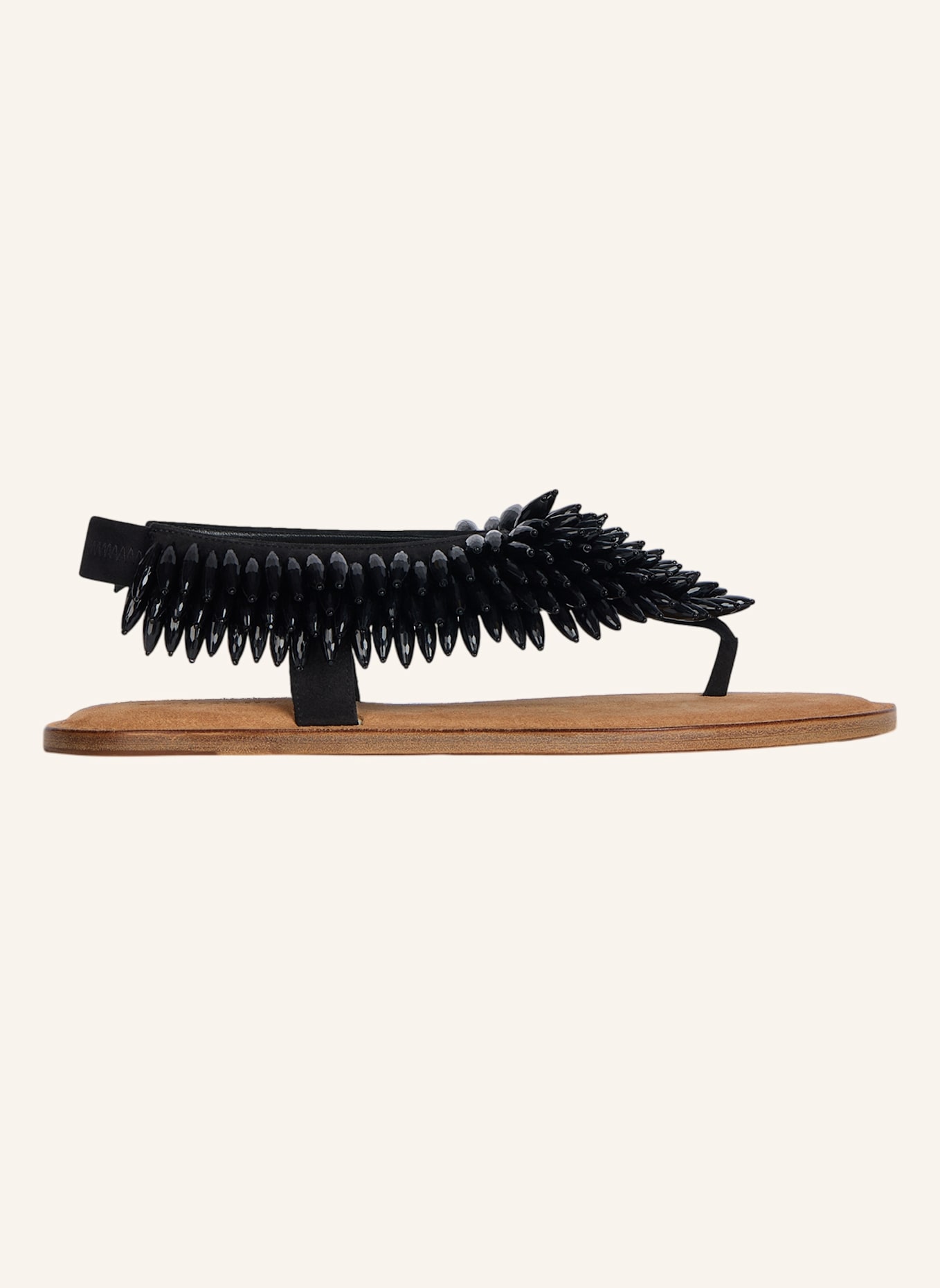 BALMAIN Flache Sandalen aus Wildleder und Perlen: SCHWARZ