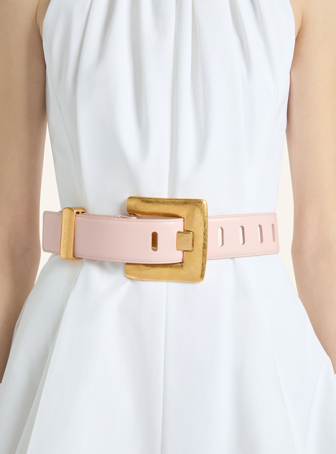 BALMAIN Anthem Gürtel aus Glattleder: ROSA