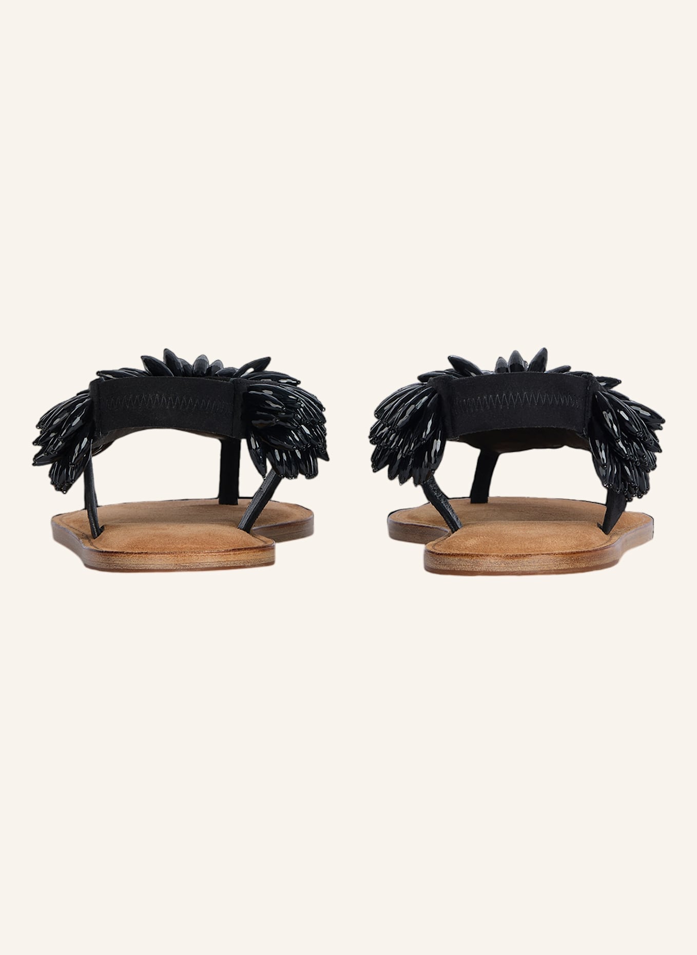 BALMAIN Flache Sandalen aus Wildleder und Perlen: SCHWARZ