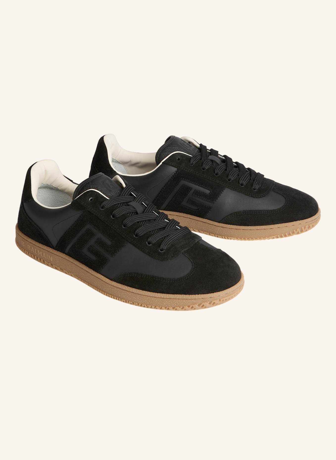 BALMAIN Balmain Swan Sneakers aus Wildleder und Glattleder: SCHWARZ