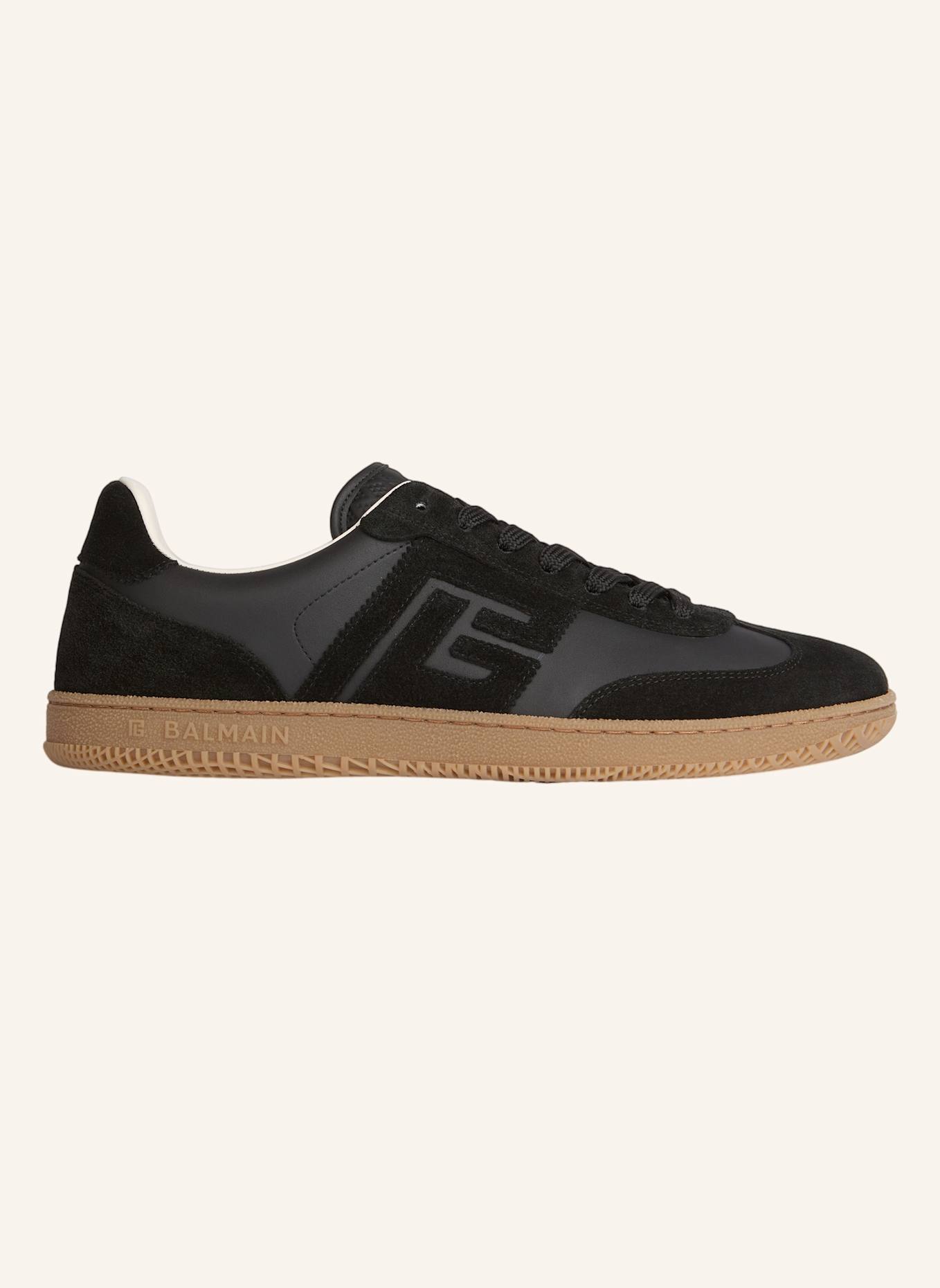 BALMAIN Balmain Swan Sneakers aus Wildleder und Glattleder: SCHWARZ