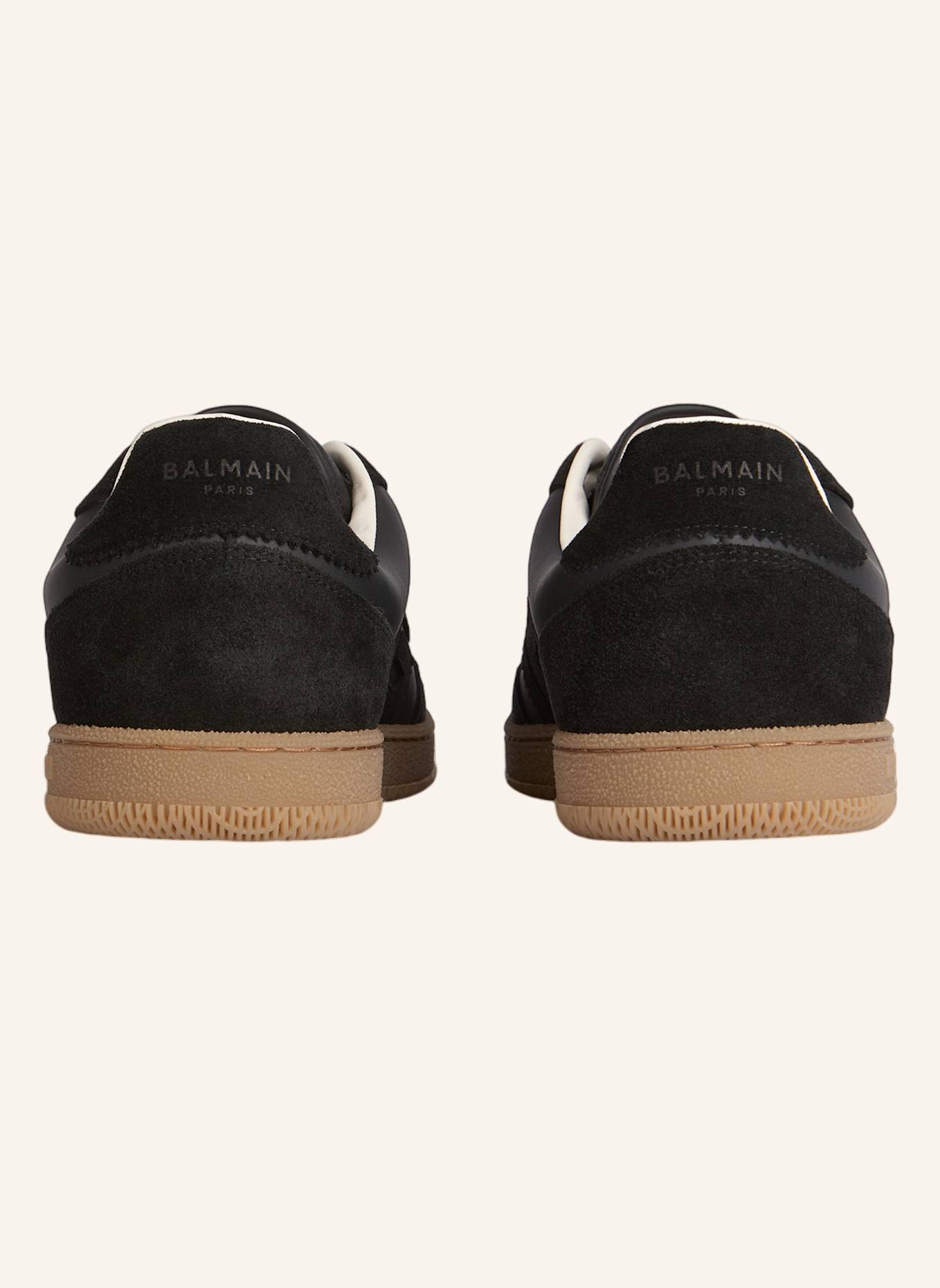 BALMAIN Balmain Swan Sneakers aus Wildleder und Glattleder: SCHWARZ