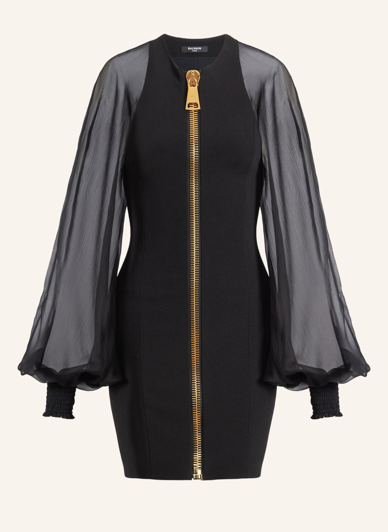 BALMAIN Kurzes Kleid aus Jersey und Musselin: SCHWARZ