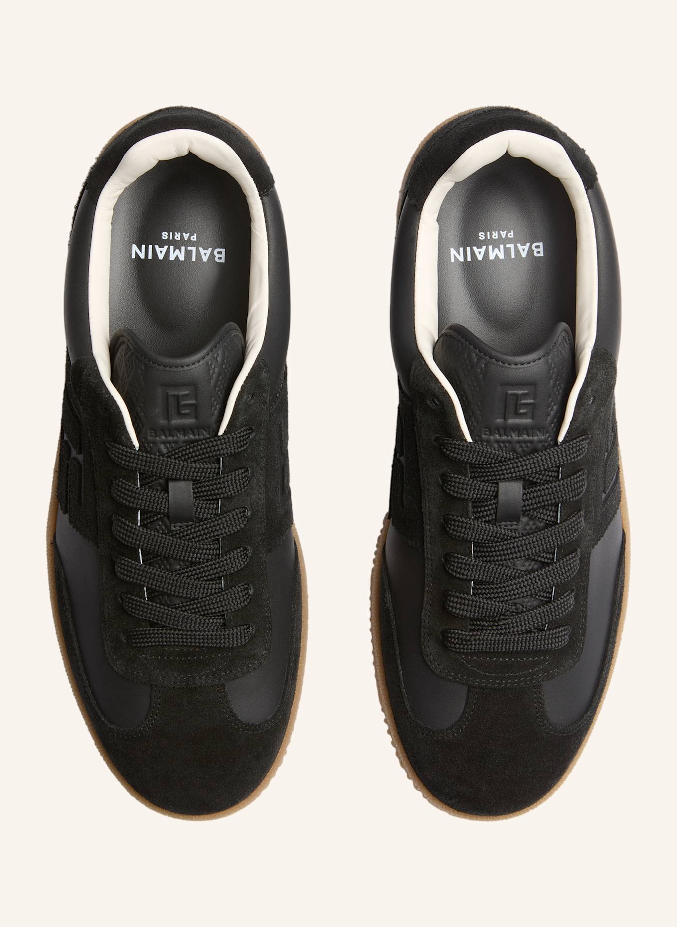 BALMAIN Balmain Swan Sneakers aus Wildleder und Glattleder: SCHWARZ