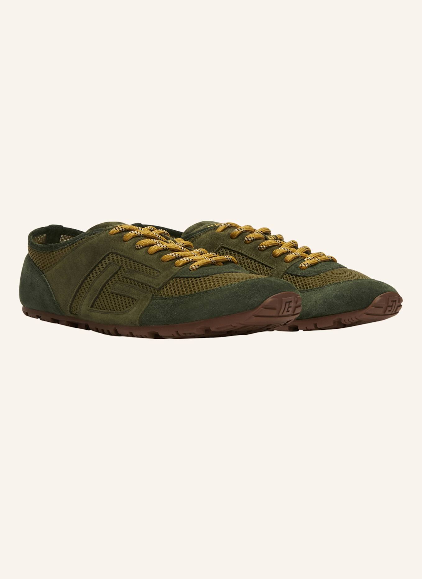 BALMAIN Racer 45 Sneakers aus Mesh und Wildleder: GRÜN