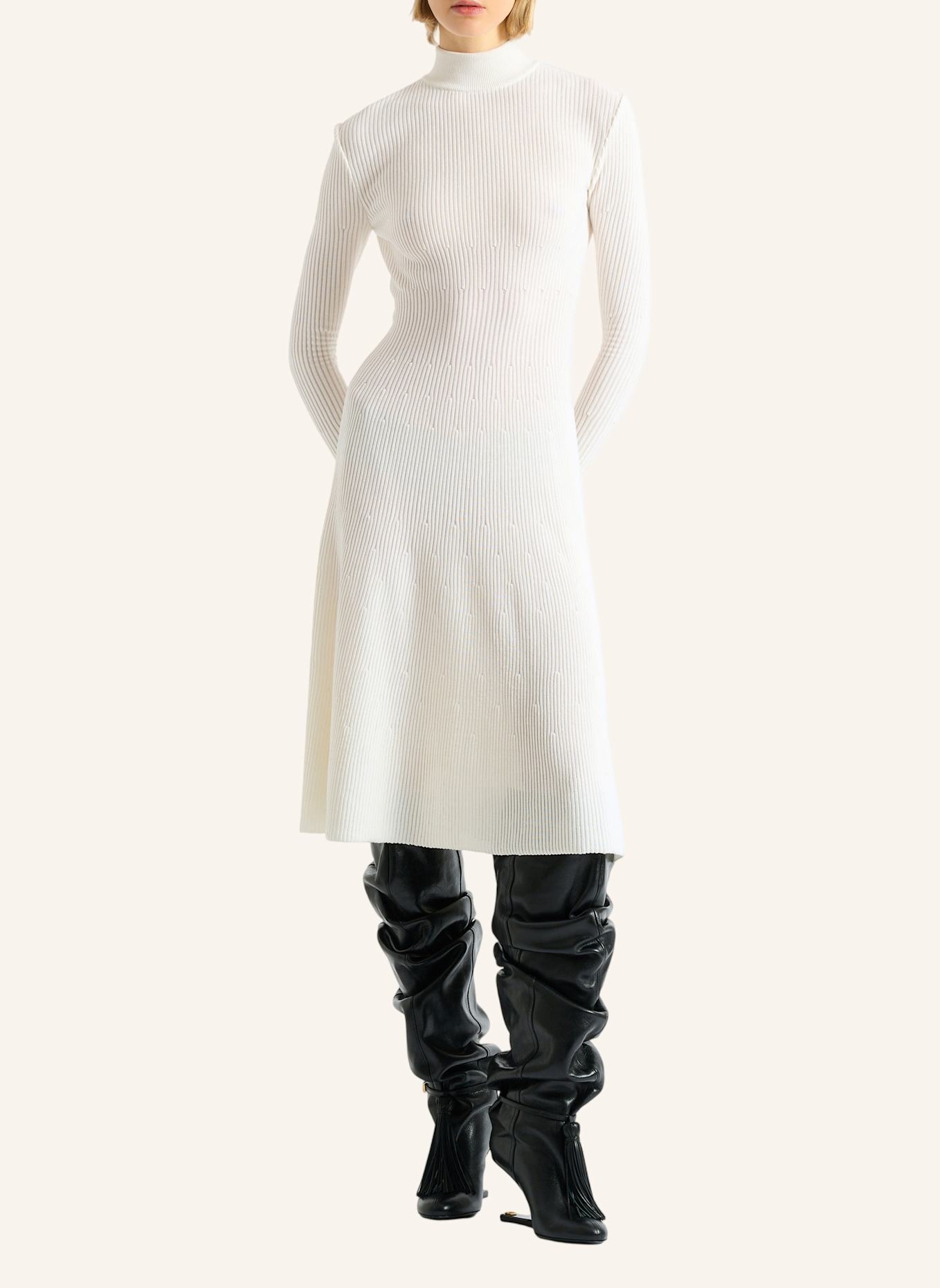 BALMAIN Langes Kleid aus geripptem Gewebe: WEISS