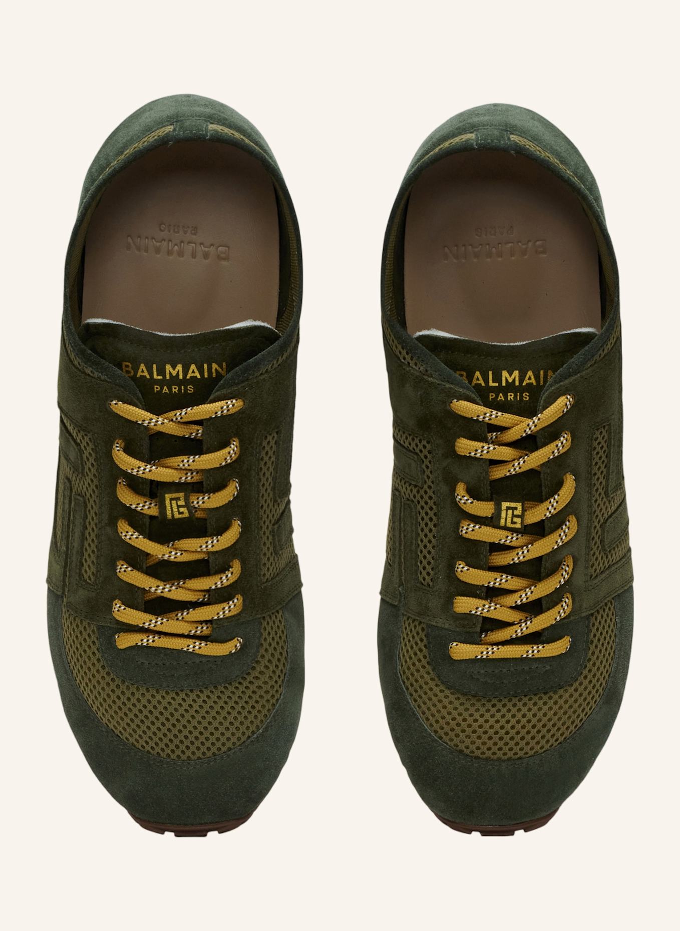 BALMAIN Racer 45 Sneakers aus Mesh und Wildleder: GRÜN