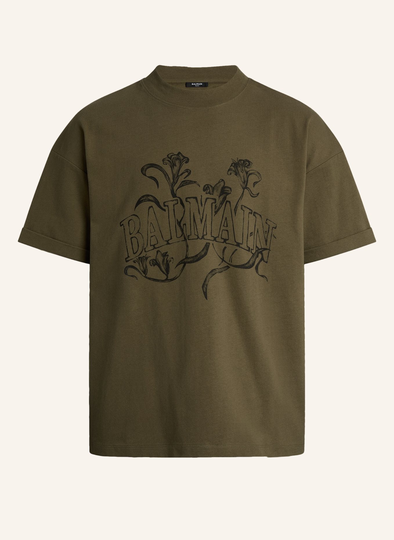 BALMAIN Bedrucktes Balmain Bloom T-Shirt: GRÜN