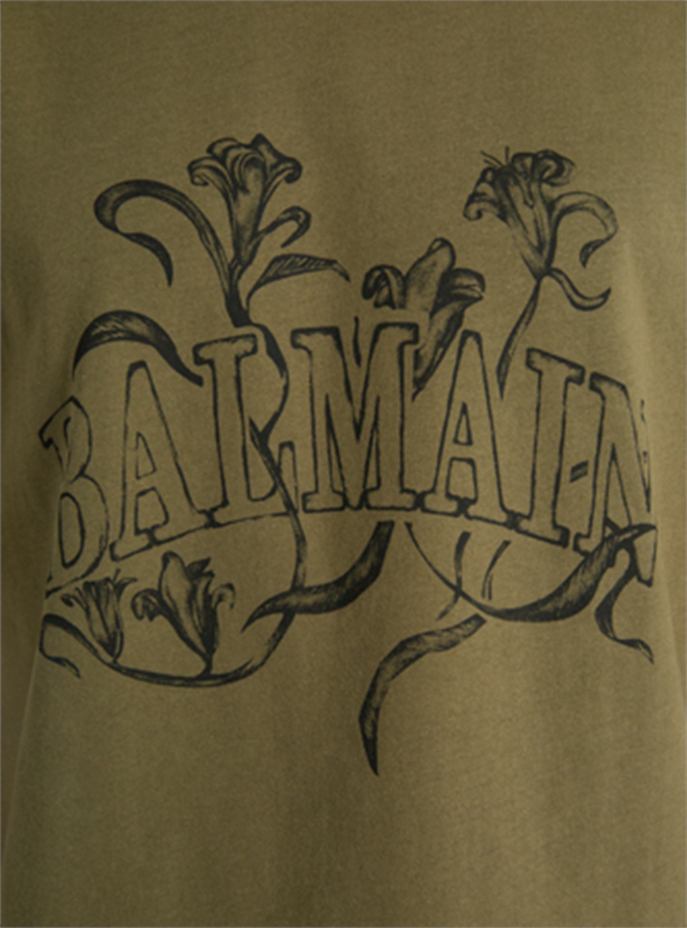 BALMAIN Bedrucktes Balmain Bloom T-Shirt: GRÜN