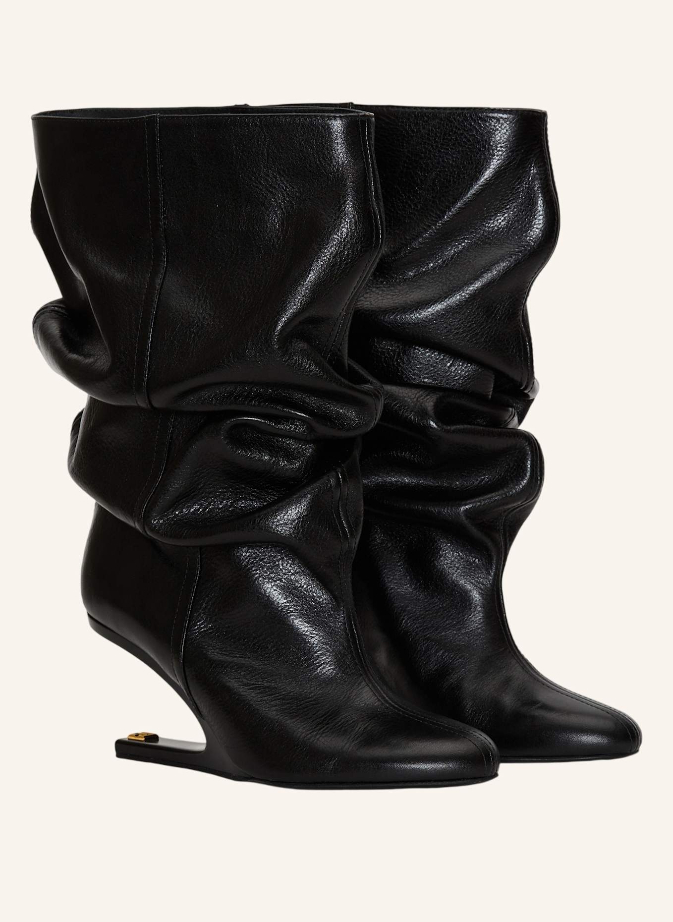 BALMAIN No Wedge Stiefeletten aus texturiertem Leder: SCHWARZ