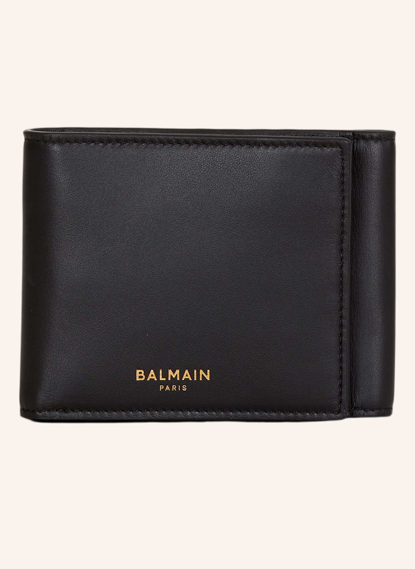 BALMAIN Trifold Geldbörse aus Glattleder: SCHWARZ