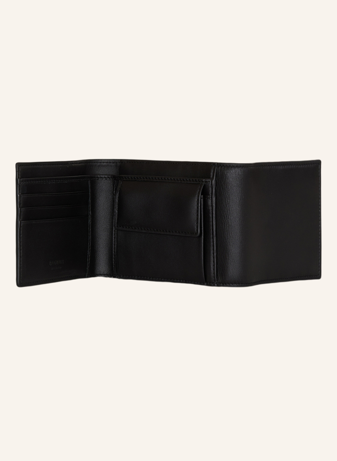 BALMAIN Trifold Geldbörse aus Glattleder: SCHWARZ